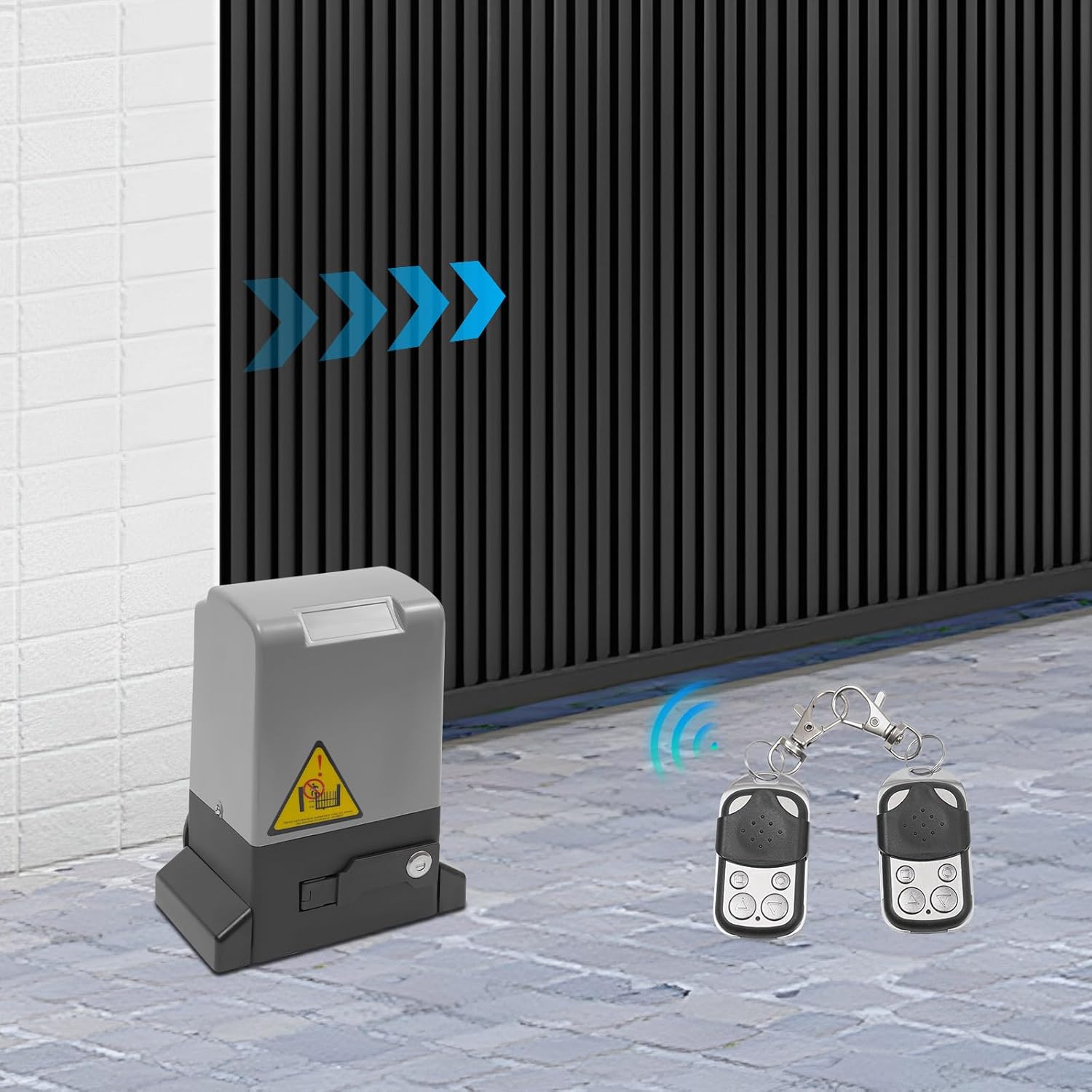 Without Racks 1300LBS Automatic Sliding Gate Opener with 2 Remotes Controls 370W 110V Electric Sliding Door Operator Kit Waterproof Rack Driven 1400RPM Motor with Infrared Sensor for Gates up to 39FT