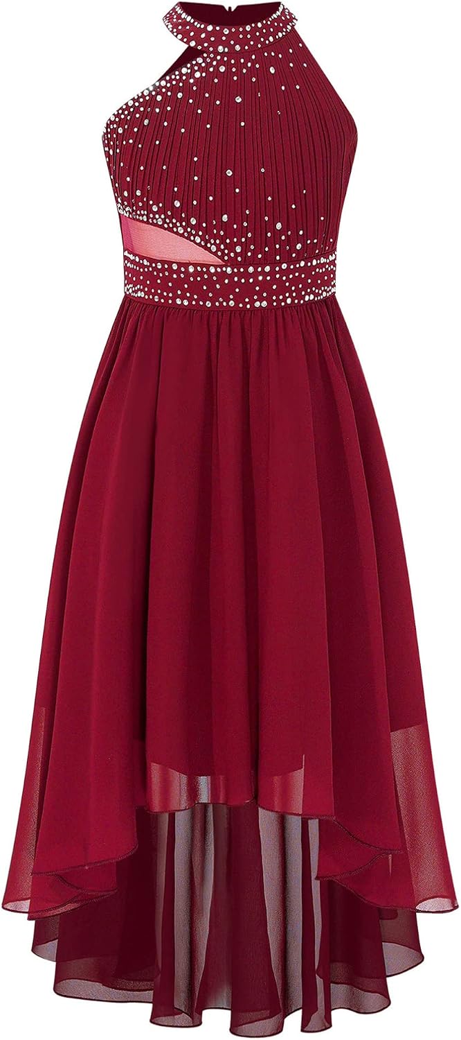 Robe Une épaule Pour Fille - Robe De Princesse Pour Mariage Ou Cérémonie - Style Bustier Avec Volants