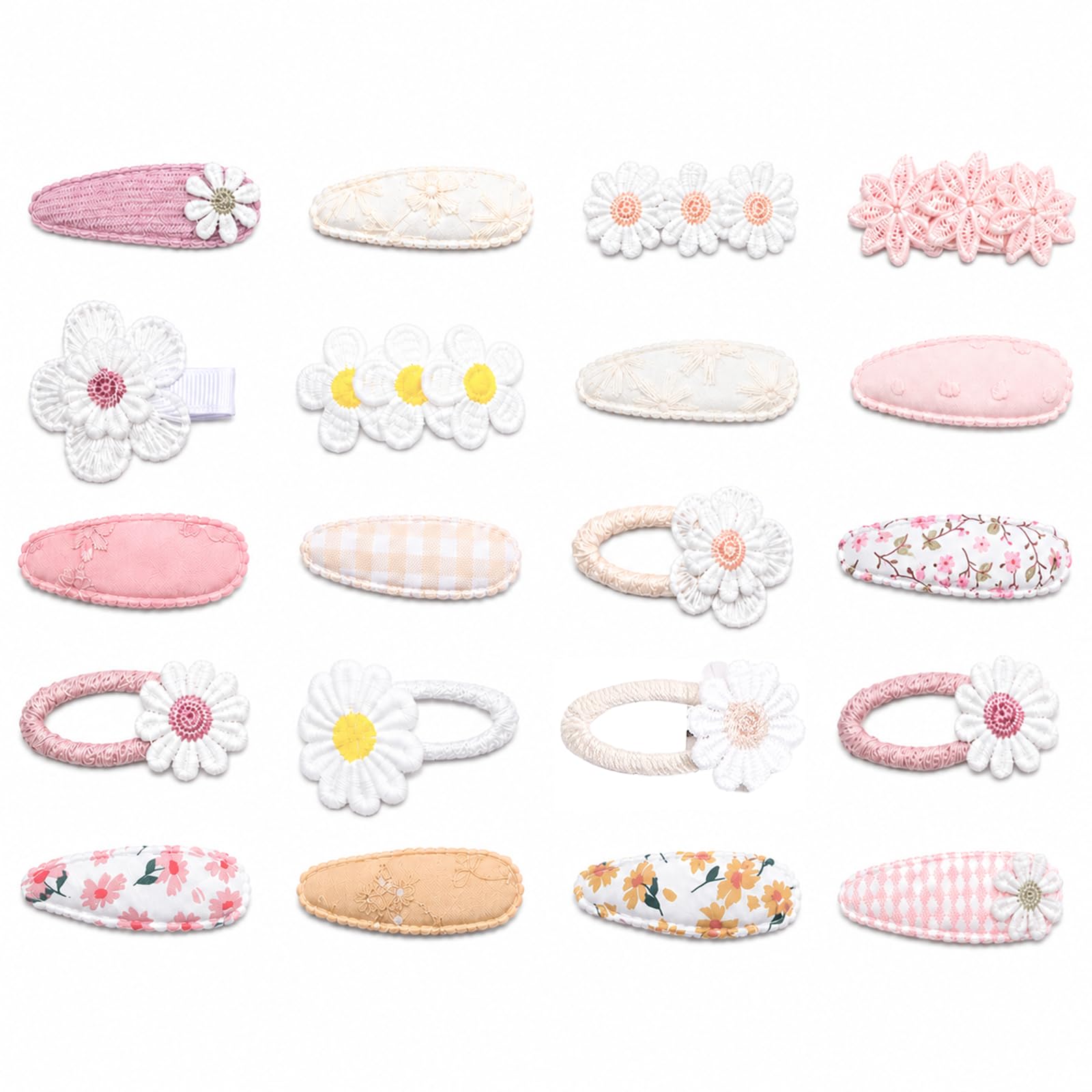 20 Pack Girls Hair Clips, Kids Hair Accessories for Girls, Baby Hair Clips and Toddler Hair Accessories Set, Multicolour Fabric Hair Clips for Daily Wear, School, Parties and Gifts