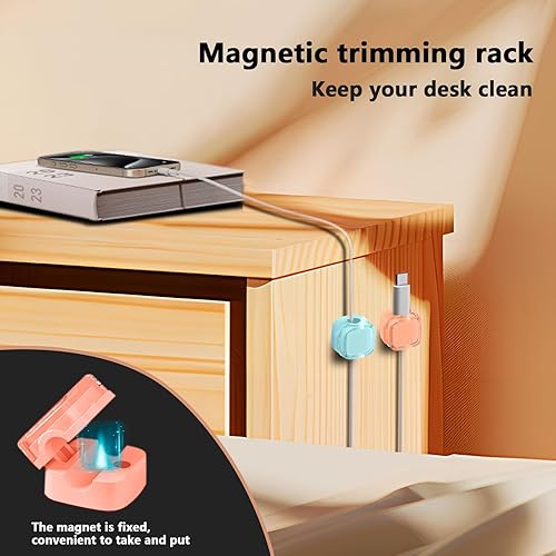 Miniatura 7 de Organizador de cables, organizador de clip, clip magnético para alambre, soporte de alambre autoadhesivo debajo del escritorio, gestión de cables,
