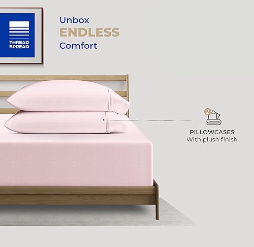 Miniatura 3 de THREAD SPREAD Glee - Fundas de almohada tamaño King, 2 unidades, suaves y lisas, 100% algodón, tejido satinado de 400 hilos, fundas de almohada