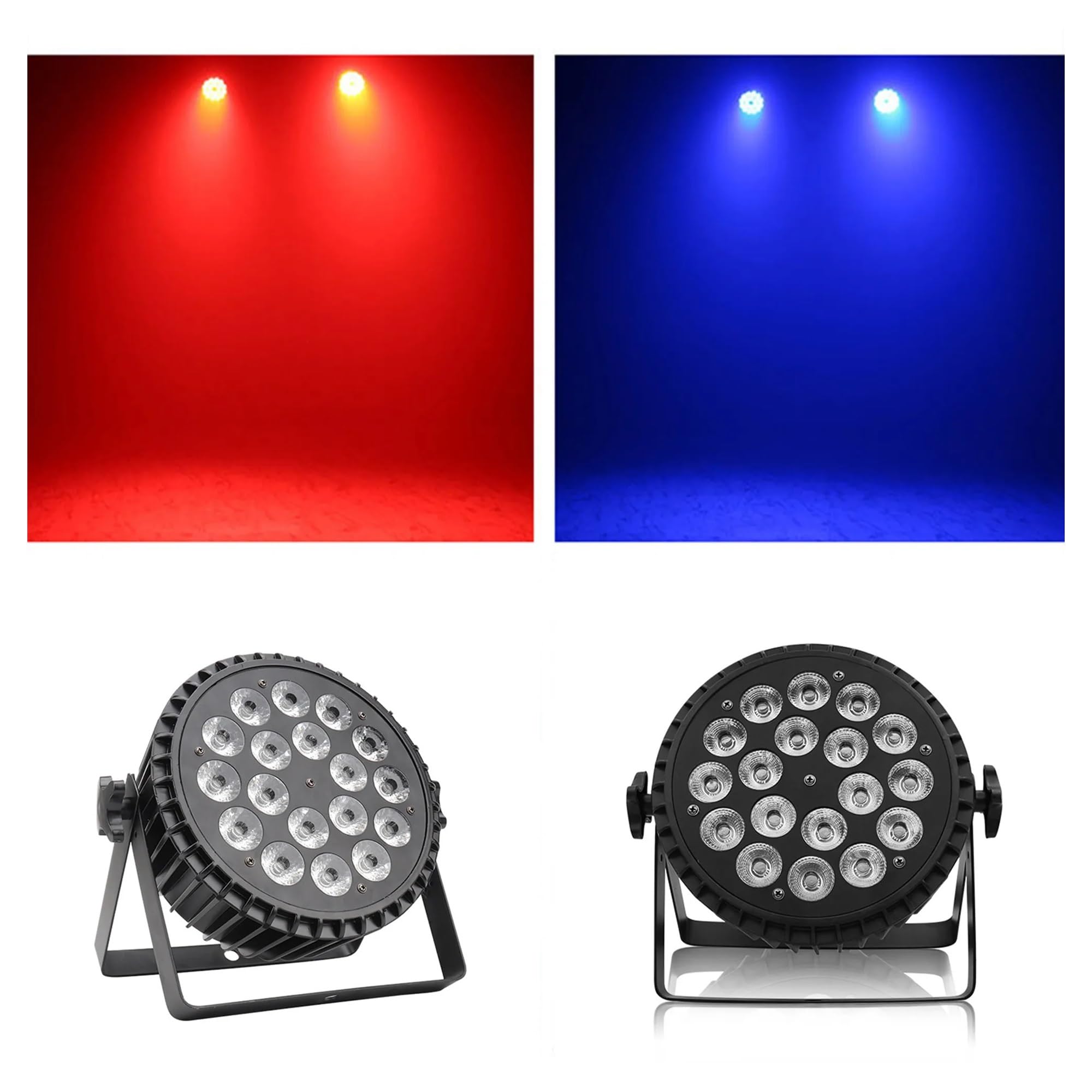 Luces para Fiestas, Proyector de Halloween de aleación de aluminio LED Par 18x18W RGBWA + UV 6 en 1 luces DMX512 discoteca luces de Navidad escenario Dj(LED RGBW 4in1)