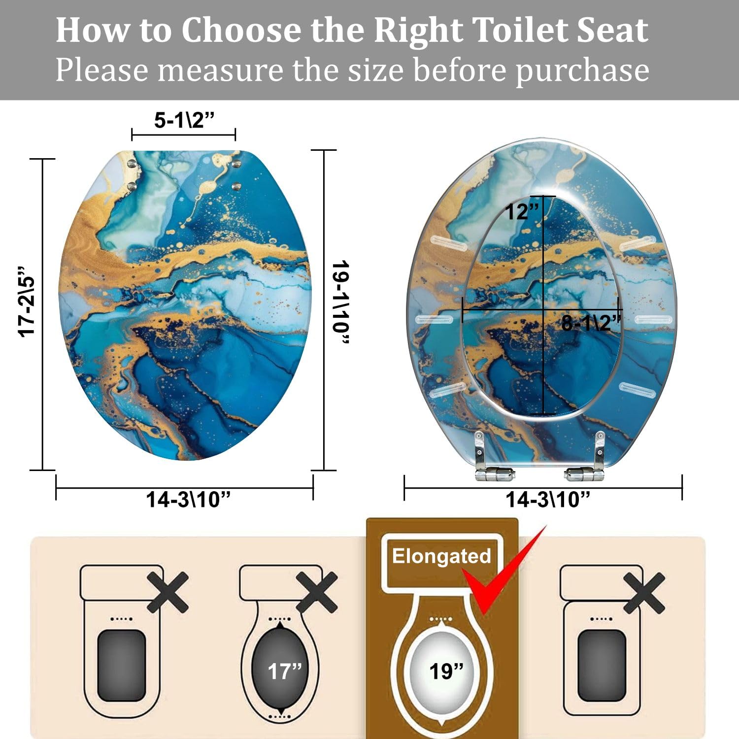 Sedile WC allungato in resina con coperchio, per il bagno