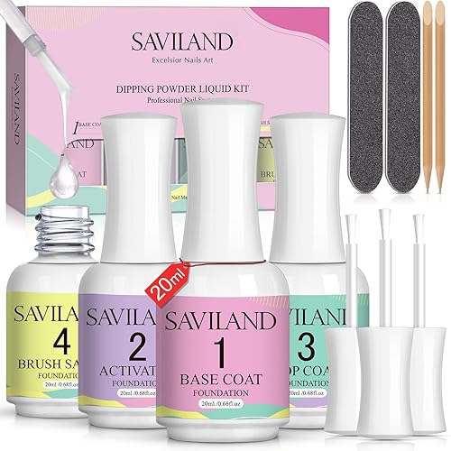 SAVILAND Juego de polvos de inmersión 11 piezas Ultimate Nail Dip System Essentials Liquid Gran capacidad Dip Powder Base Activator Top Coat Saver