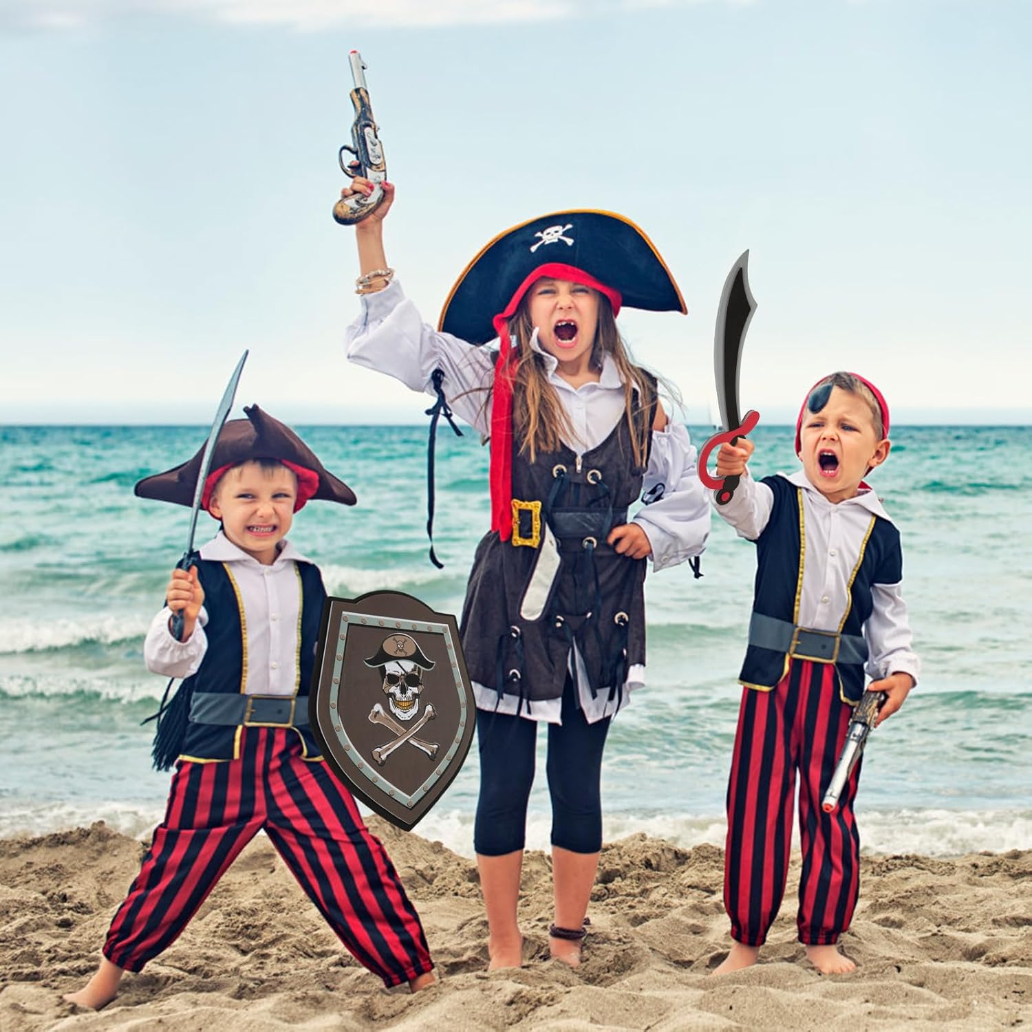 RICHNESS Kids Toy Swords and Shields Foam Play Sword and Shield for Kids Dress Up and Costumes Pack of 2 Players