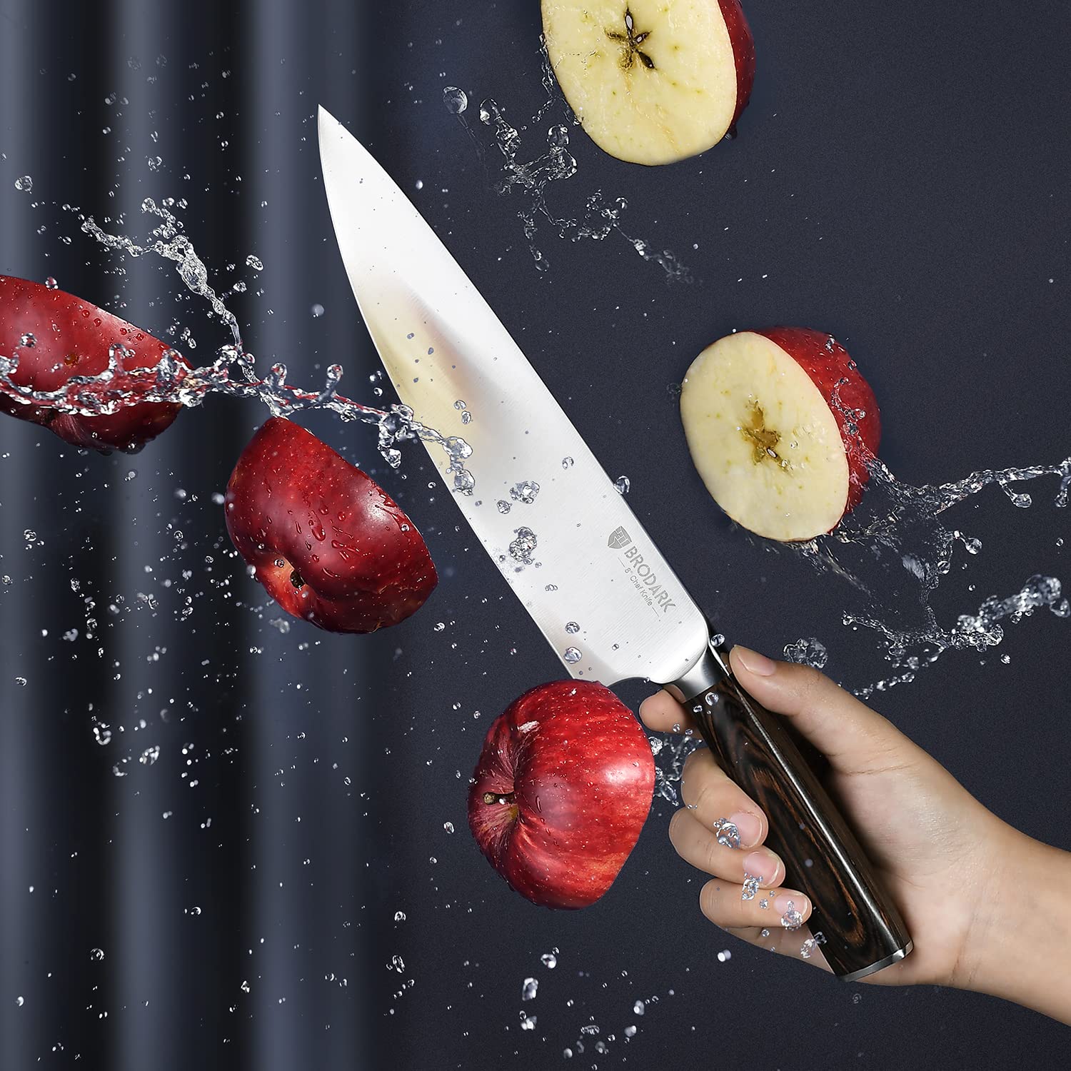 BRODARK Kitchen Knife Set with Block, Ultra Sharp 15 PCS German Stainless Steel Professional