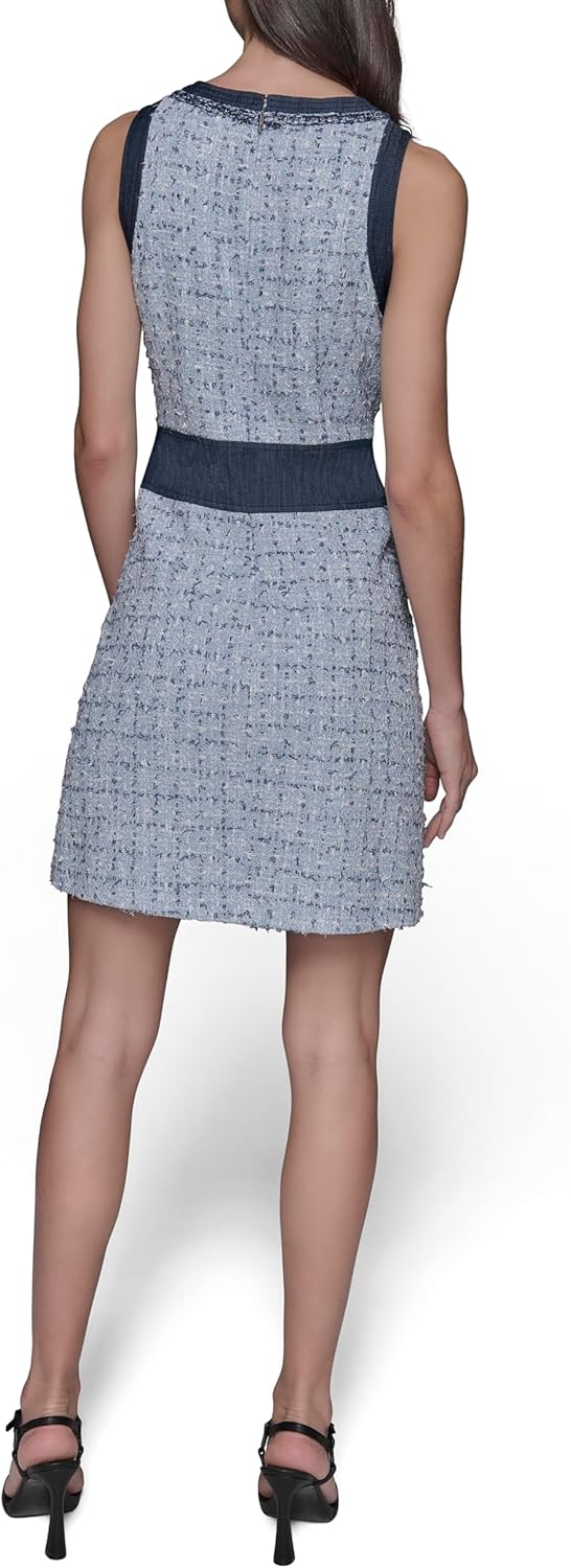 Karl Lagerfeld Womens Fancy Scoop Neck Sleeveless Mini Dress - Image 4