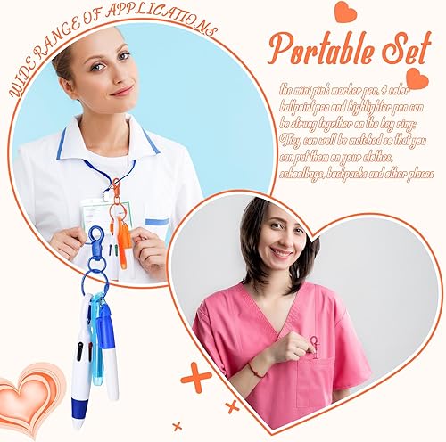 Miniatura 6 de Juego de 36 mini rotuladores para enfermera, paquete de 9 bolígrafos para enfermera, incluye 9 mini resaltadores, 9 marcadores, 9 bolígrafos