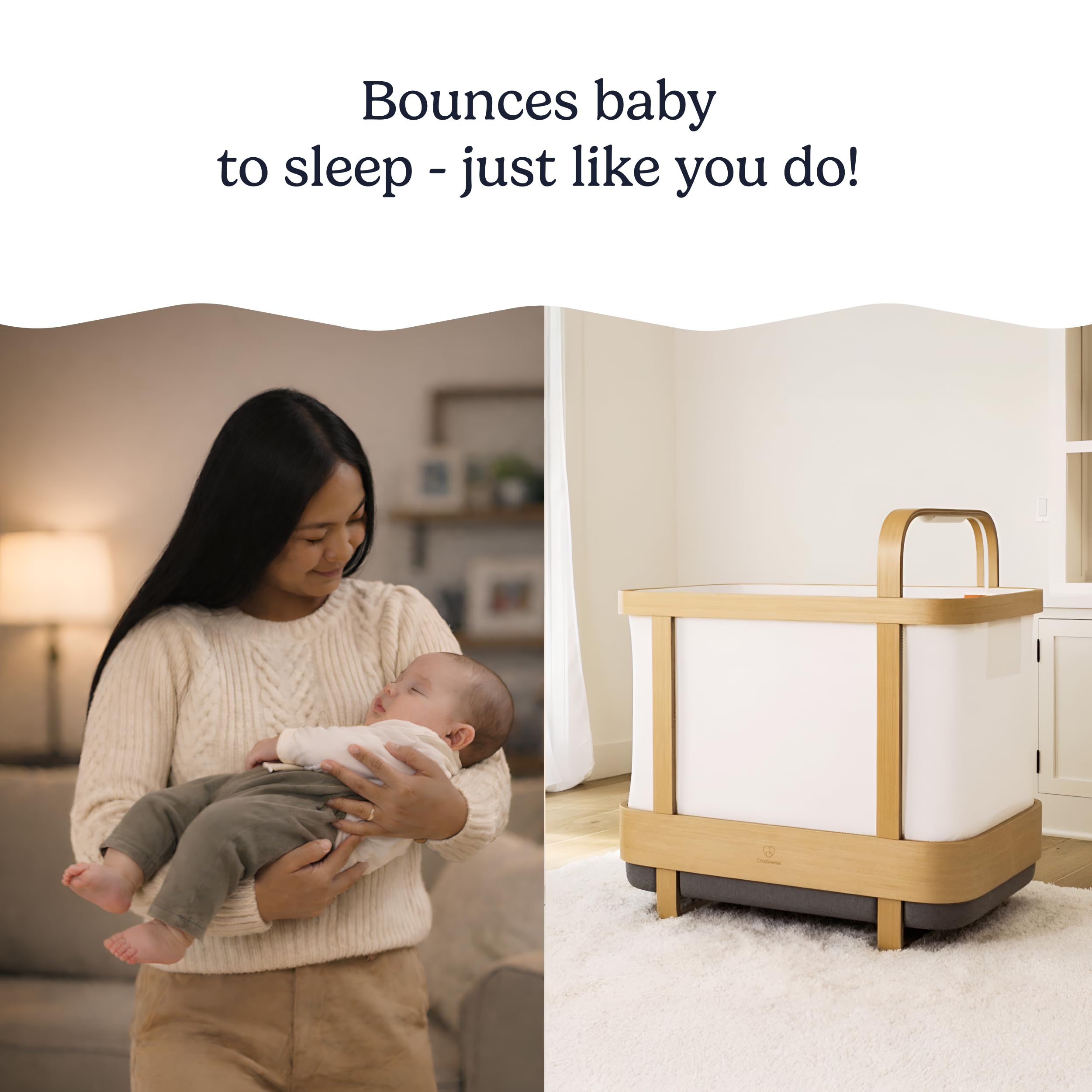 All-in-One Convertible Smart Bassinet and Crib with Built-in AI Baby Monitor Sound Machine and Auto-Soothing Bounce for Baby Sleep | 0-24 Months product thumbnail 4