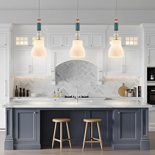 Miniatura 2 de Lámpara colgante de cocina, lámpara colgante moderna, luces de vidrio blanco leche para isla, comedor, sala de estar, dormitorio