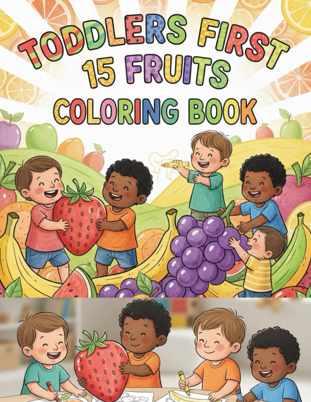 Toddlers First 15 Fruits Coloring Book Big Simple Fruit Pictures for Ages 1–5 | Early Learning Coloring Book for Toddlers & Preschool Kids