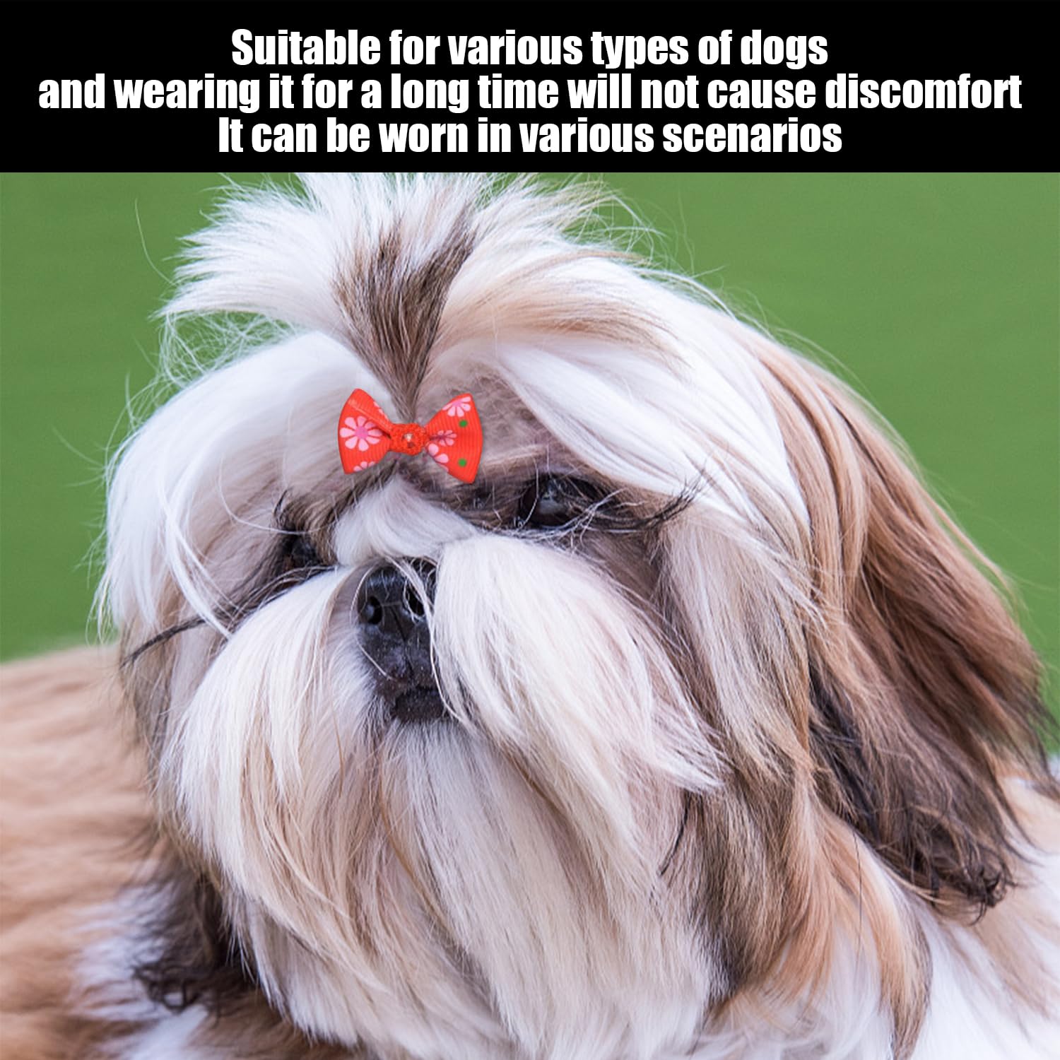 100 corde per capelli con fiocco, 1 borsa portaoggetti, accessori per capelli di animali, elastici creativi per cani, elastici per animali domestici, accessori per copricapo per gatti