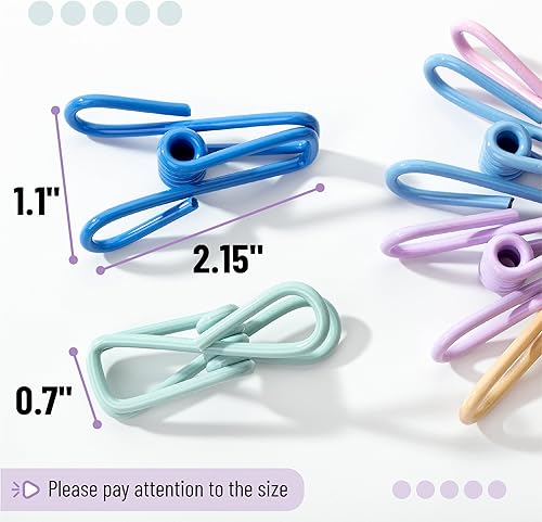 Miniatura 3 de Mr. Pen - Clips para chips, paquete de 18, 2 pulgadas, colores pastel, clips de acero con revestimiento de PVC, clips para bolsas, clip para chips,