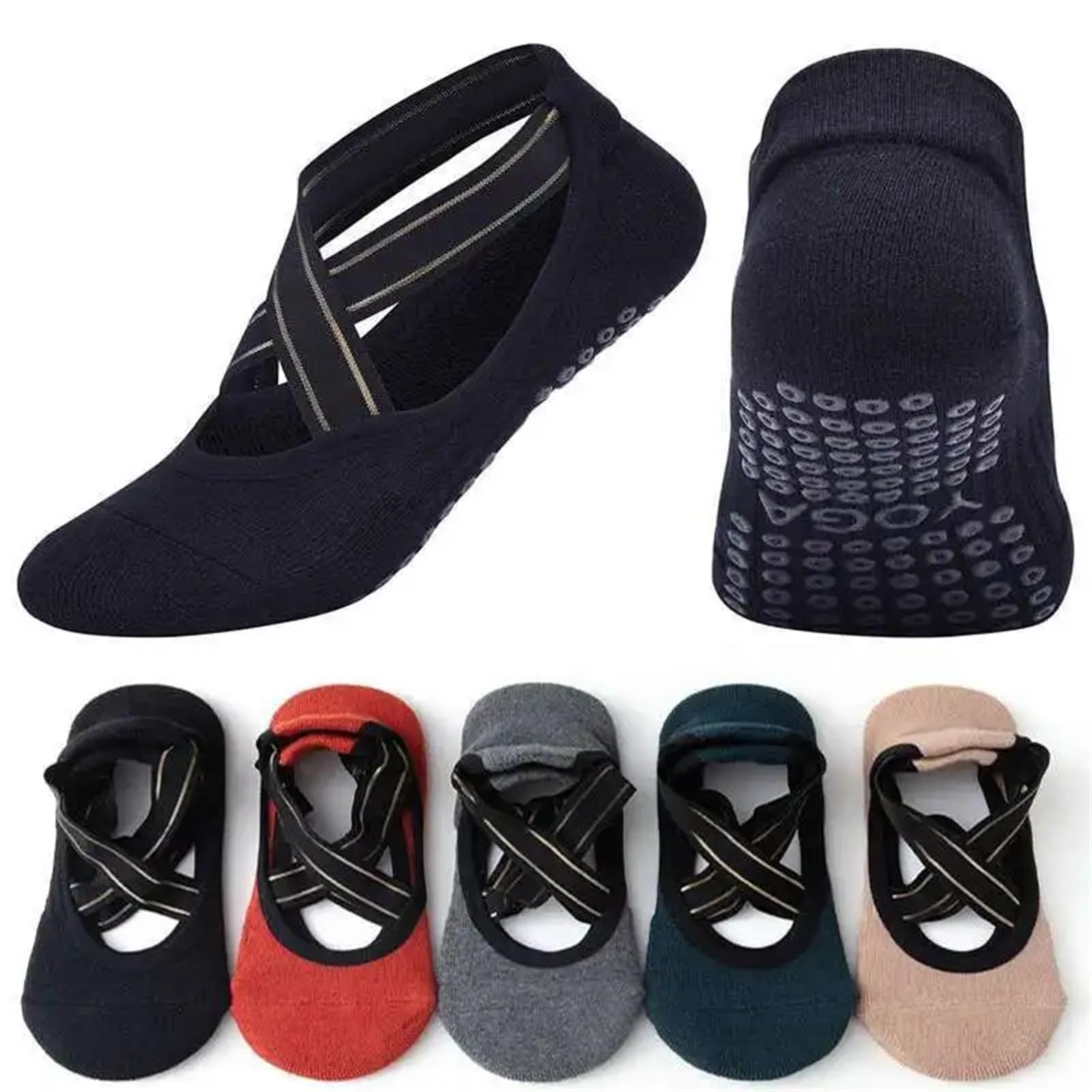 Lot de 3 paires chaussettes yoga respirantes et à séchage rapide for Pilates, danse, fitness, barre, dos nu, for fille
