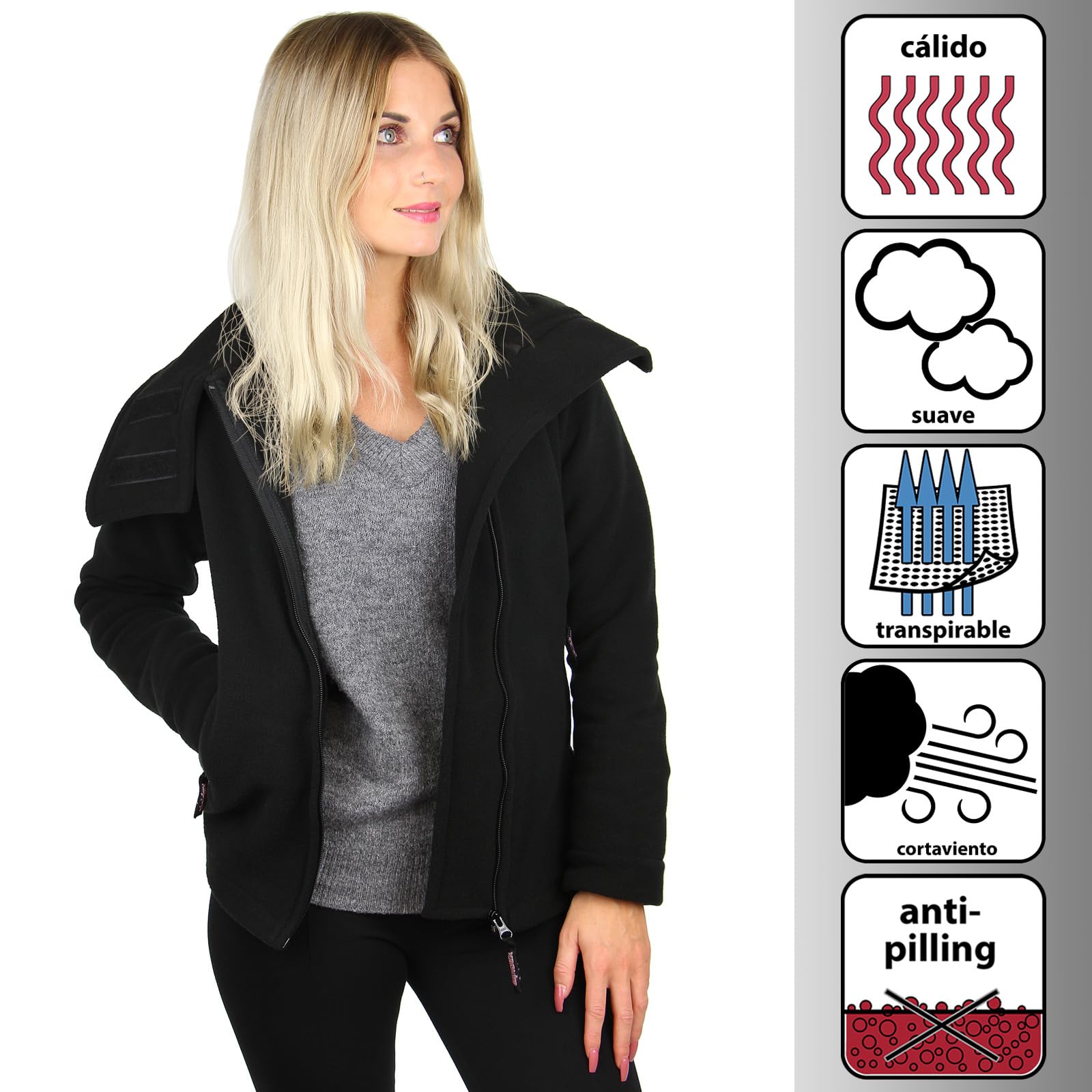 ALPIDEX Chaqueta Forro Polar Mujer Cuello Alto Cremallera Sudadera Otoño Invierno Primavera Ciente Suéter Manga Larga Piel Suave Aire Libre