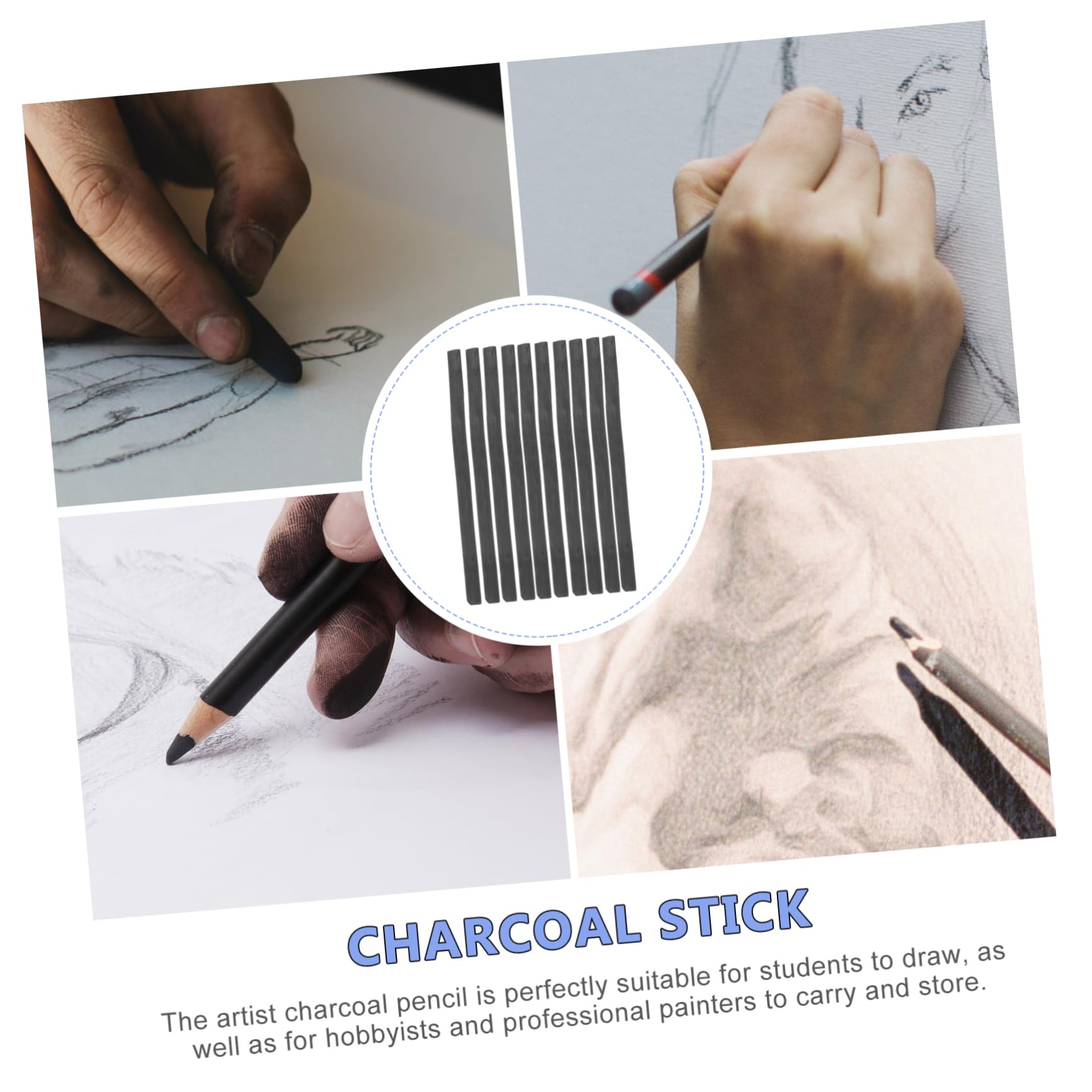 TEHAUX 60piezas Lápices De Carvón Comprimido Para Dibujo y Sombreado Para Artistas Para Sketching y Pintura