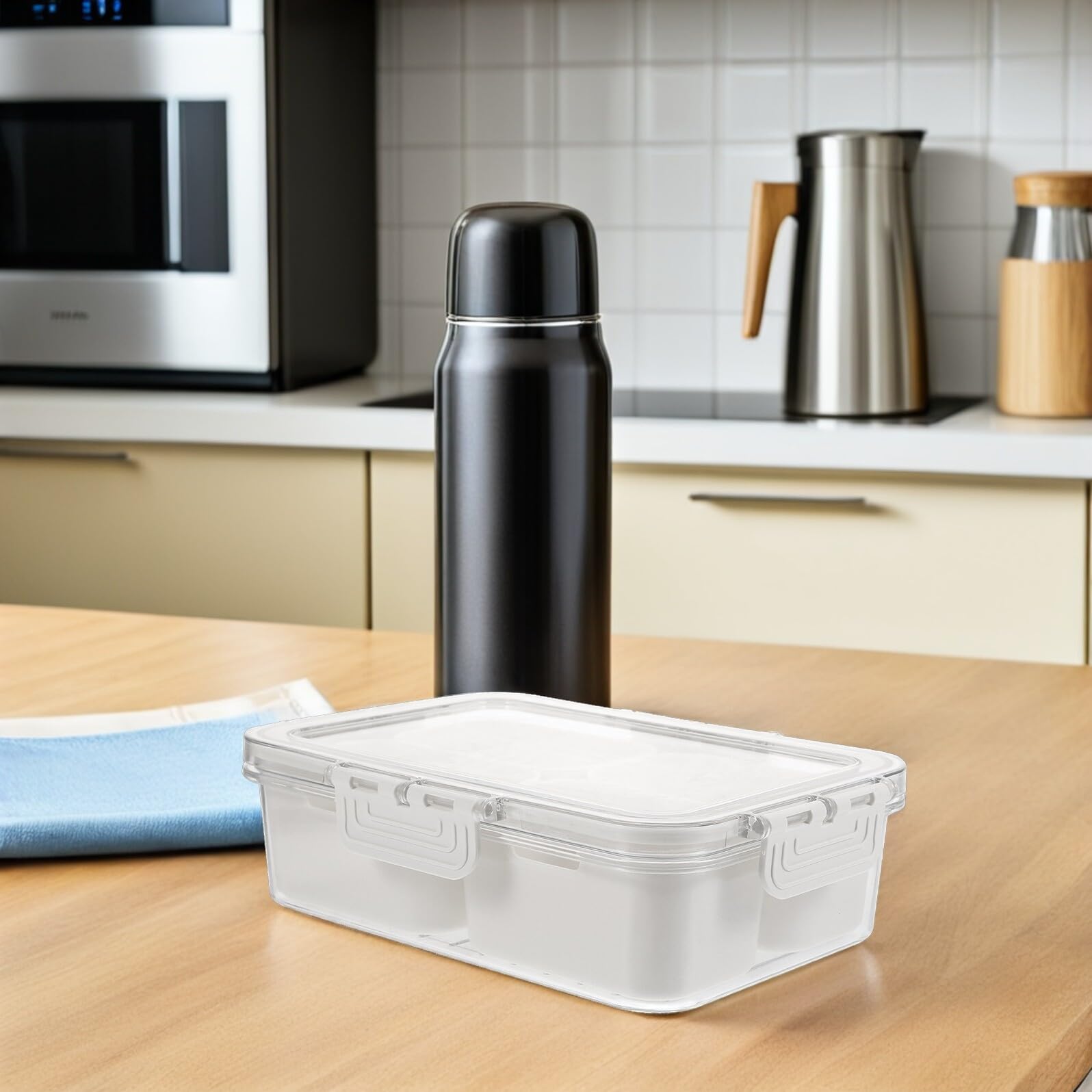 2 Stücke Tragbare Snackbox mit Fächern und Deckel Transparenter Organizer für Süßigkeiten Obst Nüsse Gewürze mit Praktischem Griff für Picknick Party und Reise