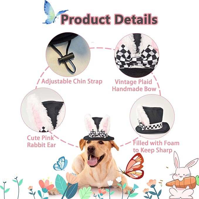 Sombrero de Conejo para Perro, Disfraz de Pascua Halloween miniatura 4