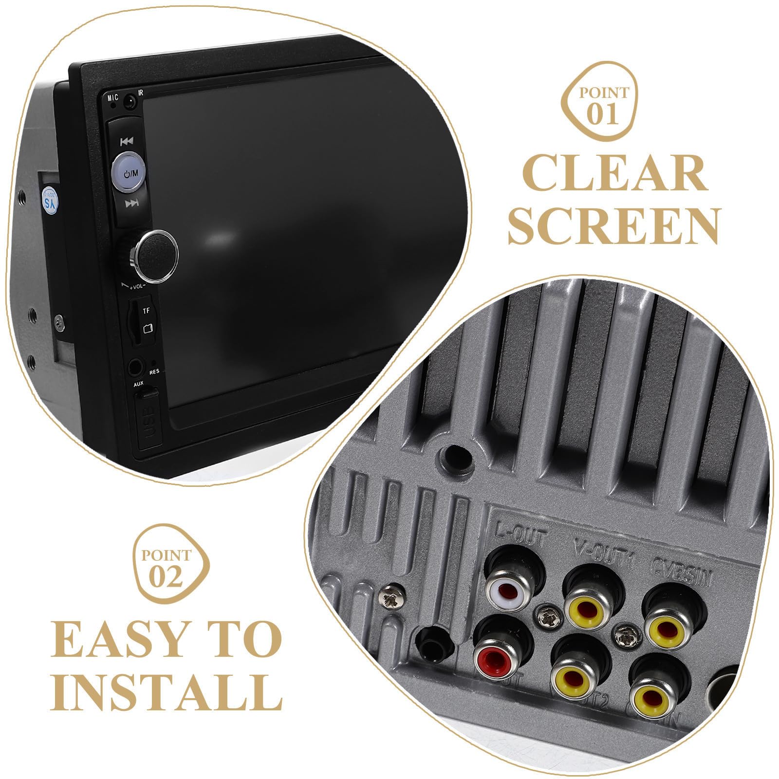 Ipetboom Pantalla de Radio para Coche Estéreo de Coche con Conectividad Inalámbrica Doble DIN 800 * 480 Fm87.5-108mhz para Móvil con Cámara y Control Volante