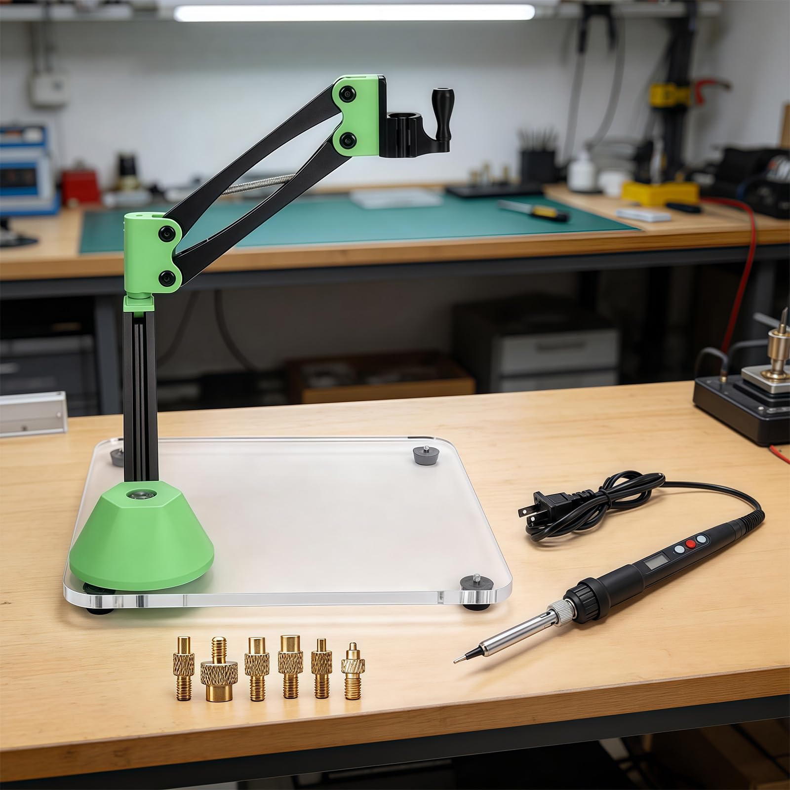 Pressa Verticale per Inserti Filettati Heat Set per Stampa 3D, Strumento per Inserimento Inserti in Ottone M2/M3/M4/M5/M6/M8 con Saldatore Regolabile (Su/Giù/Sinistra/Destra)