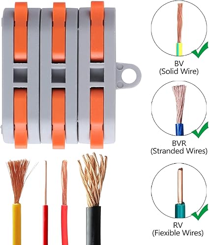 Vista 4 de XHF 90 conectores de palanca compactos, terminales de cable eléctrico para cualquier circuito, empalmes en línea 28-12 AWG