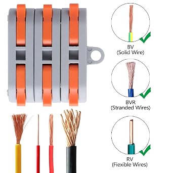 60 pcs XHF Colourful Conductor Compact Connectors Lever Connectors Nuts, Electrical Wire Terminals for Any Circuit Inline Splices 28-12 AWG (SPL-1)