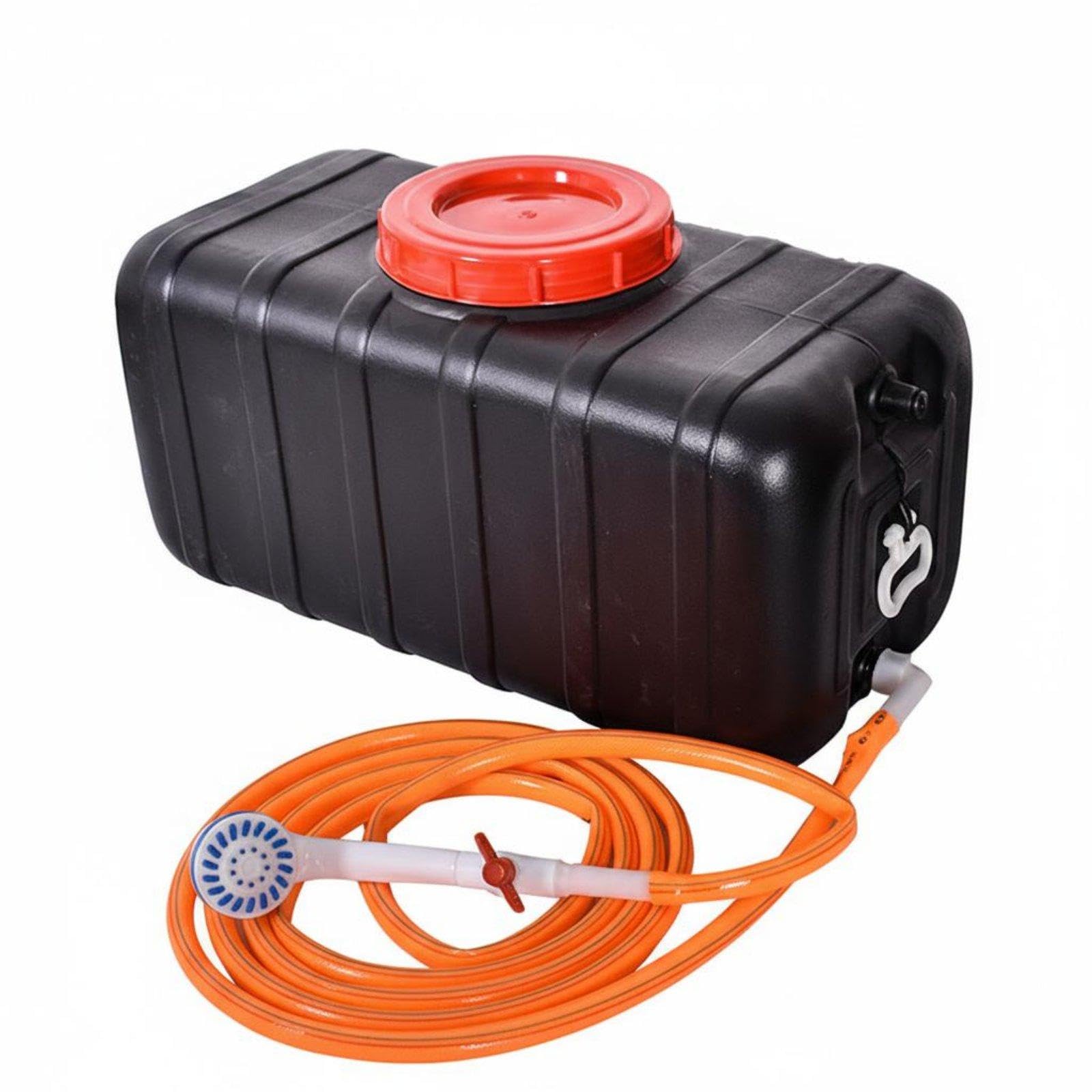 Solar Heated Shower Tank Portable Outdoor Sun Heated Water Container Heat Absorbing Design Large Capacity Solar Shower for Campers, Hiking, Road Trips 80KG High Square-image-30