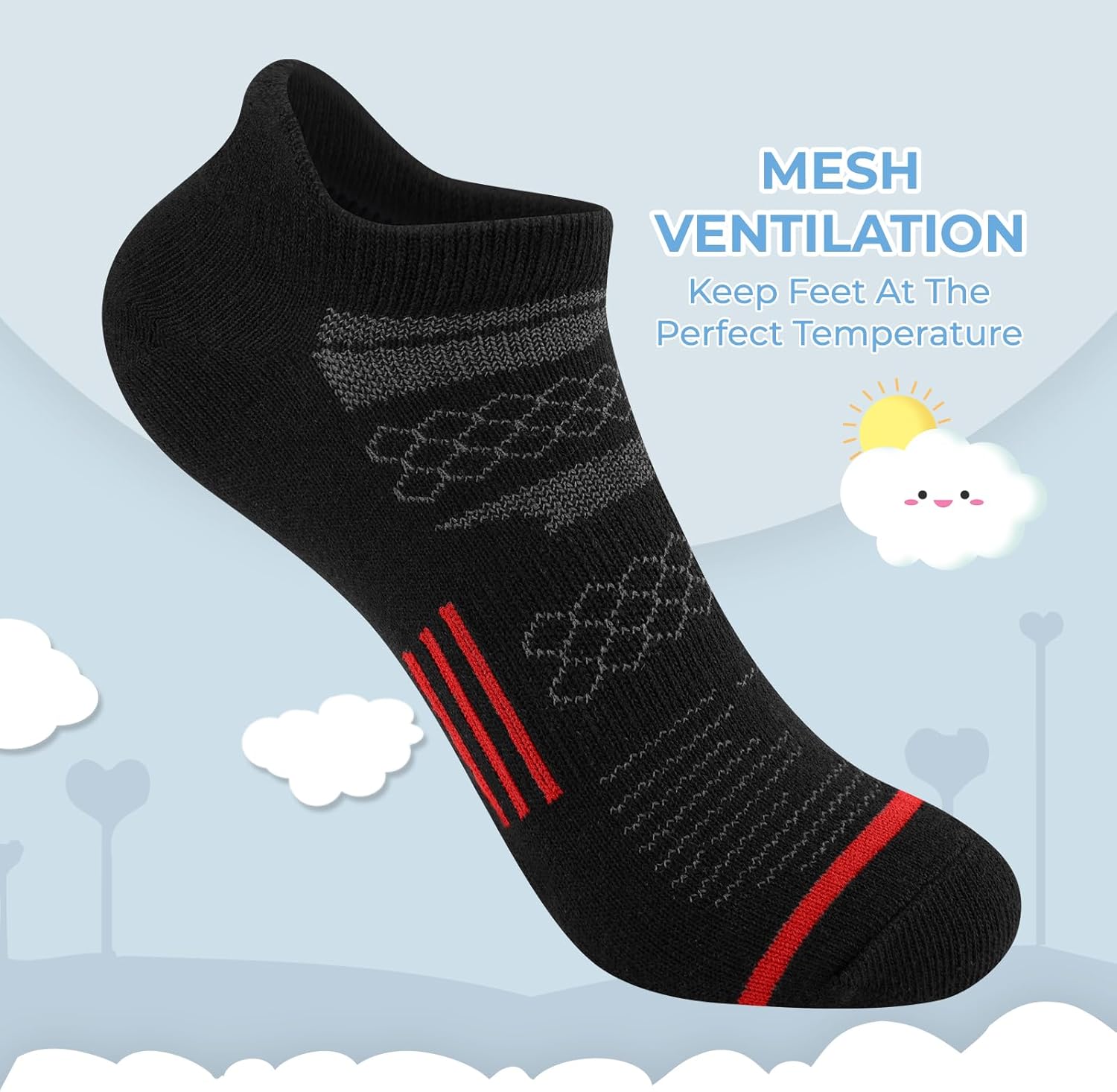 Comfoex 12 Pairs Boys Running Ankle Socks For Kids 4-6 6-8 8-10 10-12 Years Old Low Cut Athletic Breathable Cotton Socks - Image 5