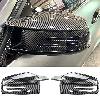 Fouedy Side Mirror Cap Covers For Mercedes Benz W176 W246 W212 W204 C117 X156 X204 W221 C218 A B C E S CLA GLA GLK Class Black Replace (Carbon fiber)