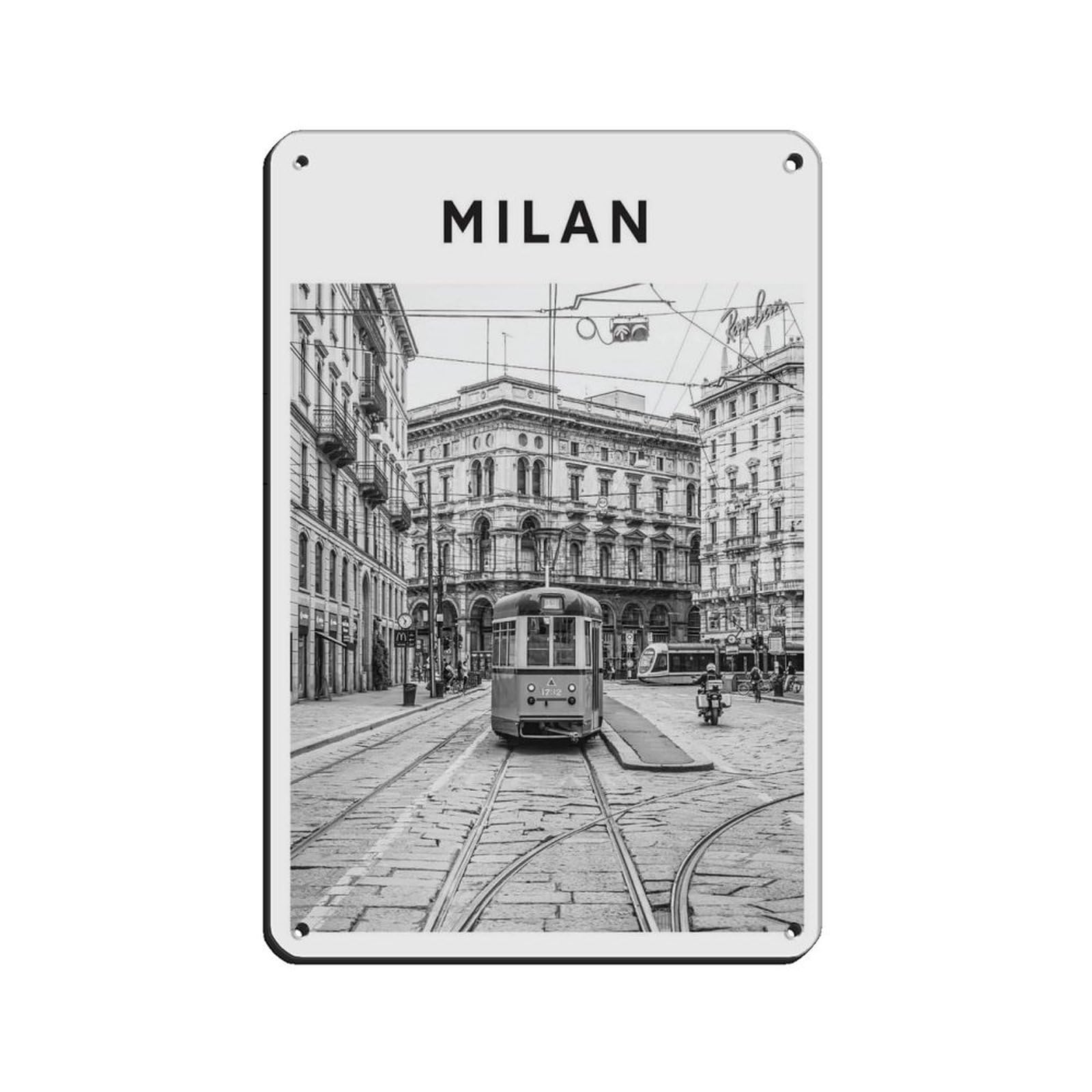Milan Travel, Italy Poster（19） Tin Sign Vintage Metal Pub Club Cafe Bar Home Wall Art Decoration Poster Retro 8x12inch(20x30cm)