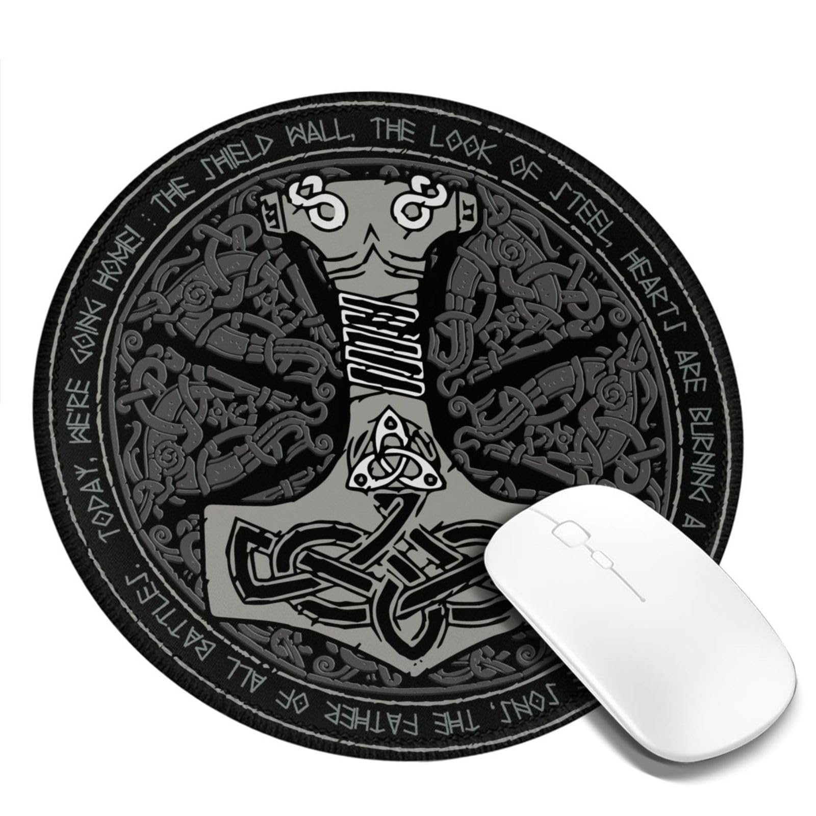 Cool Hammer Magic Traditional Round Mouse Pad, Small Gaming Mousepad with Stitched Edge, Non-Slip Rubber Base Mouse Mat Office Desk Accessories for Laptop Computer Decor 7.9 X 7.9 Inch