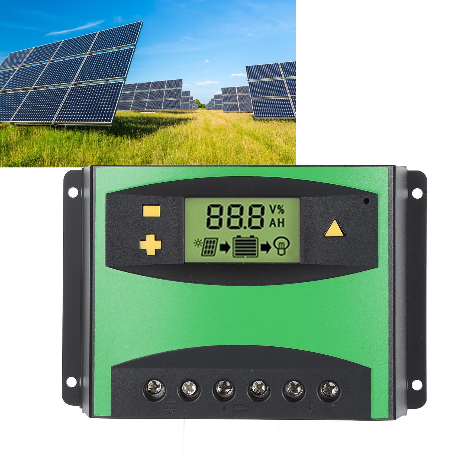 Regulador de Batería Automático, DM6024 60A 12V 24V Controlador de Panel Solar PWM para Vigilancia Inteligente de Carreteras