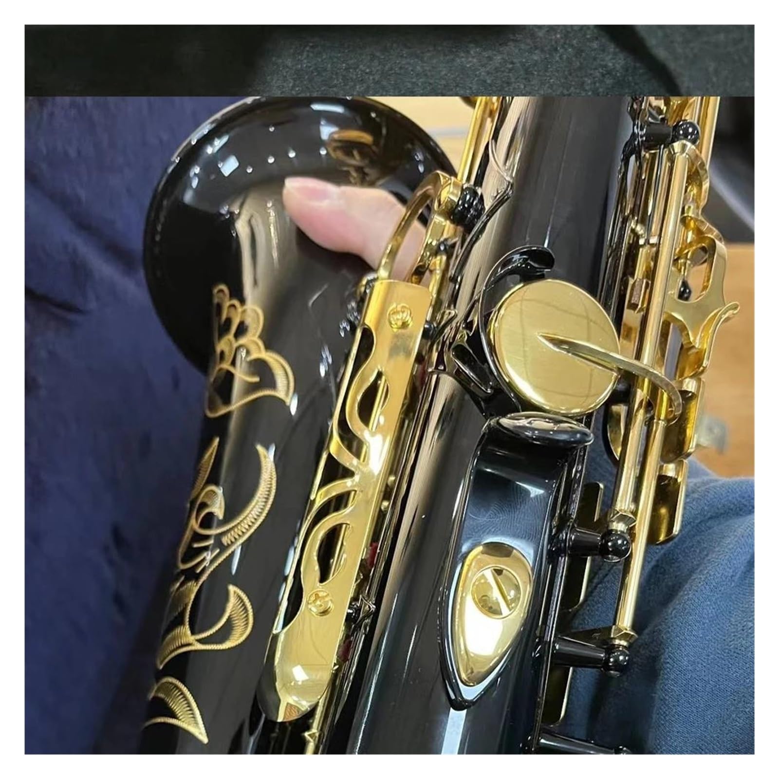 Saxofón Saxofón Alto Mi Bemol Negro Níquel Oro Alto Uno A Uno Instrumento De Jazz Tallado Con Estuche (Color : Leather case)