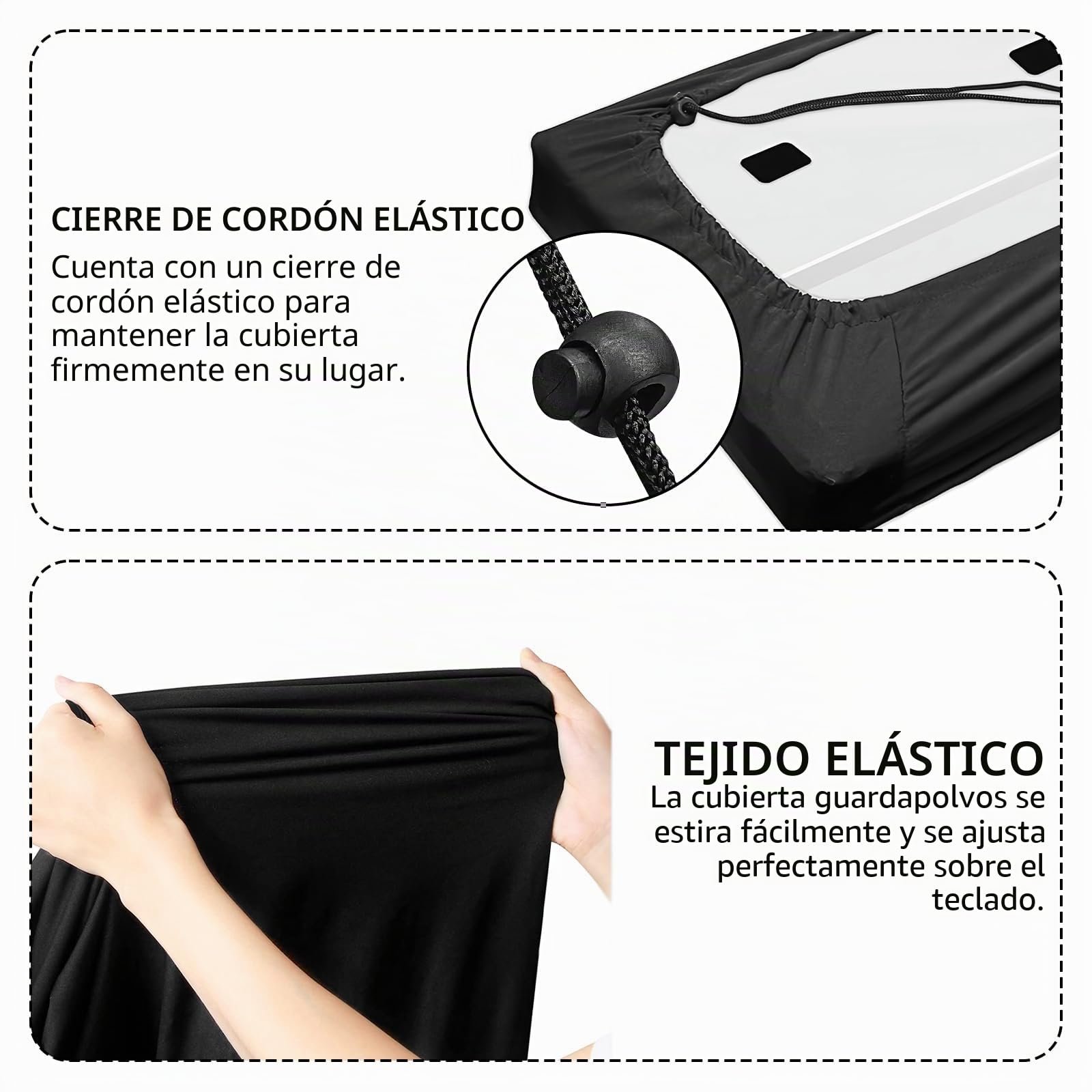 Musiin Funda para teclado de piano de 88 teclas, compatible con Yamaha PSR-EW425, Genos 2, Roland V-COMBO VR-730, elástica, a prueba de polvo, protección diaria contra el polvo y el pelo de mascotas