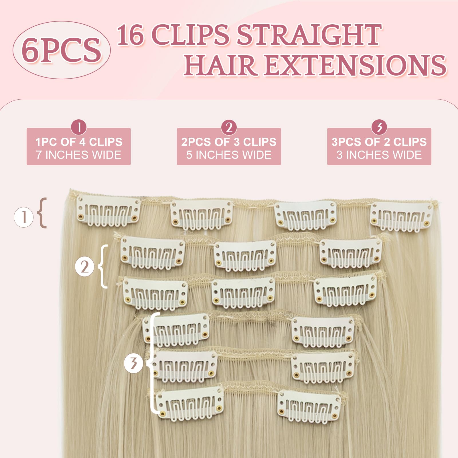 SEGOHAIR Hair Extensions Clip in Synthetic Fiber - Image 2