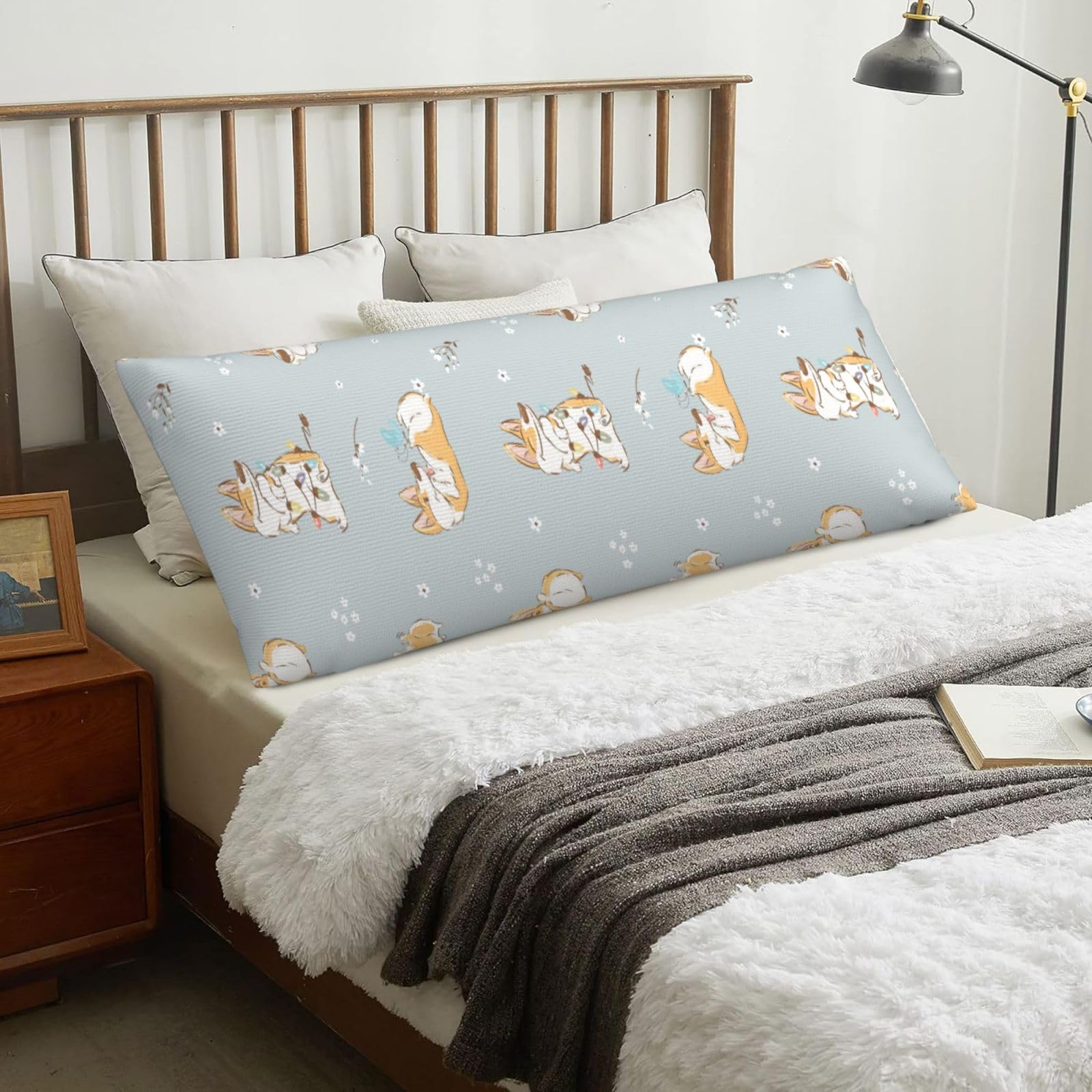 Cute Corgi, Body Pillow Cover with Zipper,Long Body Pillowcase 20 x 60 in