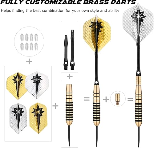 Miniatura 5 de centaur 12 Pack Professional Brass Darts Metal Tip Set 12 x 20g Steel Tip Darts with Add-A-Gram 2g Weight 24 x Aluminium Shafts 3548mm 32 x