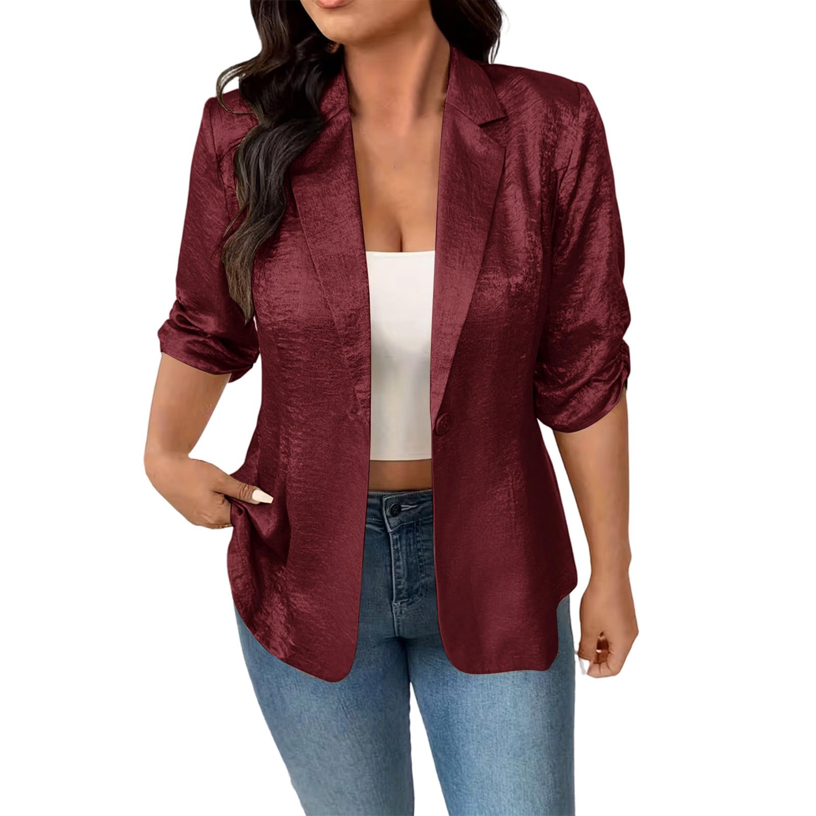 Women's Casual Blazers Open Front Long Sleeve Lightweight Work Office Suit Jackets Blazer Party Slim Casual Outfits