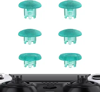 eXtremeRate ps5コントローラーedgeに対応用交換用サムスティック(クリア素材)、ps5 edgeコントローラーに対応用交換アナログスティックジョイスティックキャップ（コントローラー本体やサムスティックベースは付属していません。）【クリアエメラルドグリーン】