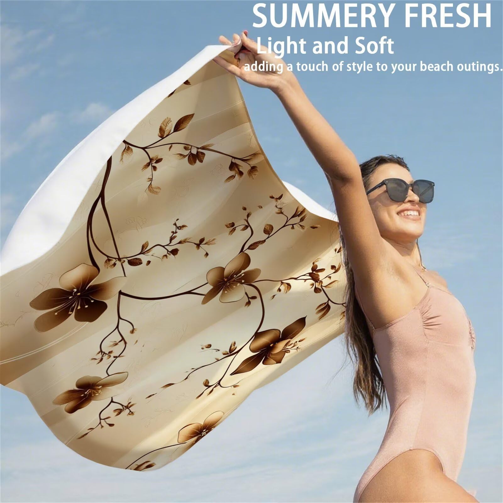 Ręcznik plażowy z mikrofibry 85 x 170 cm prześcieradło plażowe przeciw piaskowaniu kwiat ręcznik plażowy XXL fabryczny ręcznik plażowy szybkoschnący, miękki i bardzo chłonny szybkoschnący do podróży