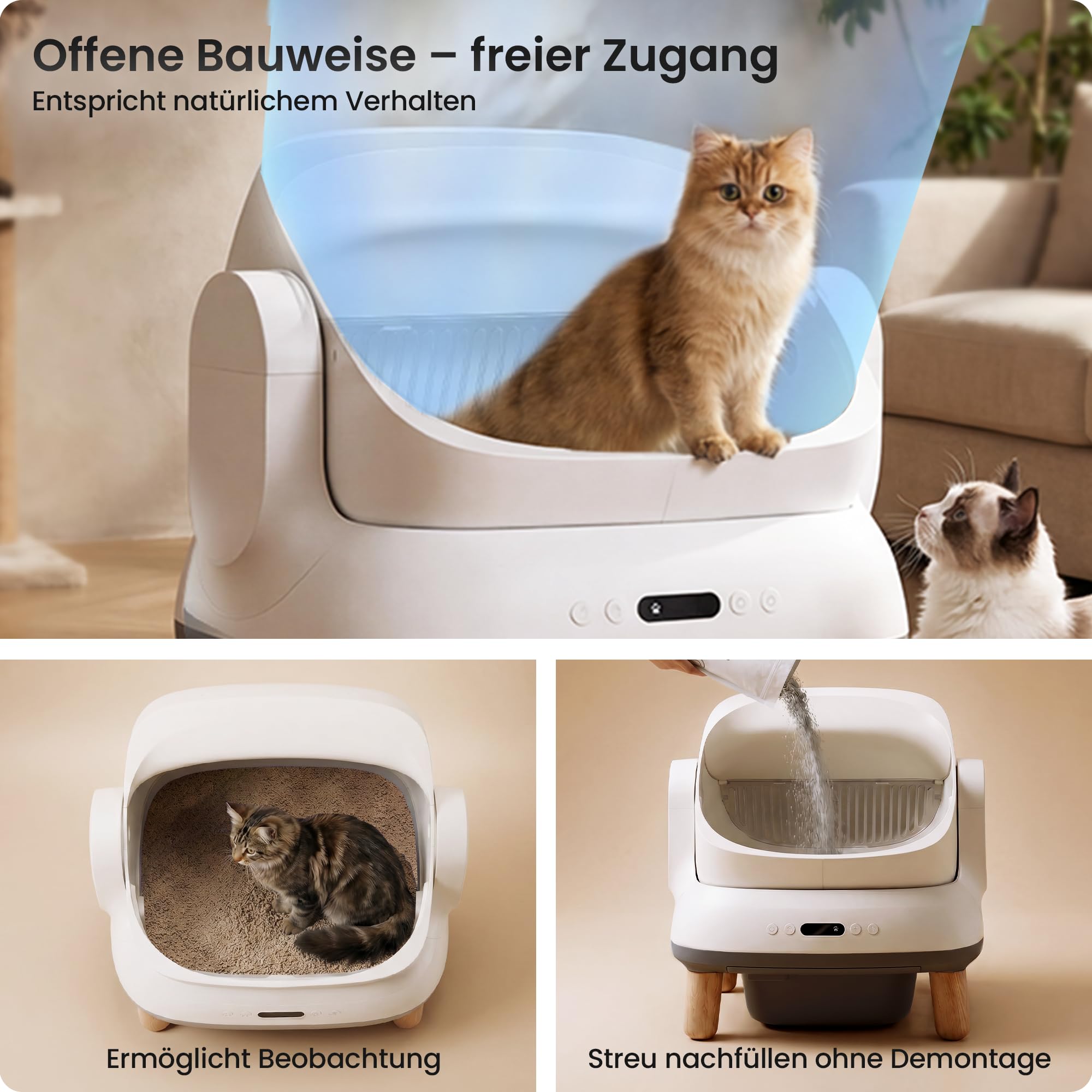 Devoko Elektrisches Katzenklo selbstreinigend mit 8 Sensoren,IPX5 wasserdicht,Katzentoilette elektrisch mit APP-Steuerung,selbstreinigende Katzentoilette XXL für große Katzen & Mehrkatzenhaushalte