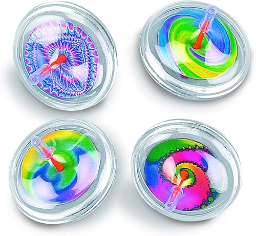 Fun Express - Top giratorio de plástico con remolinos - Juguetes - Juguetes de valor - Tops - 12 piezas