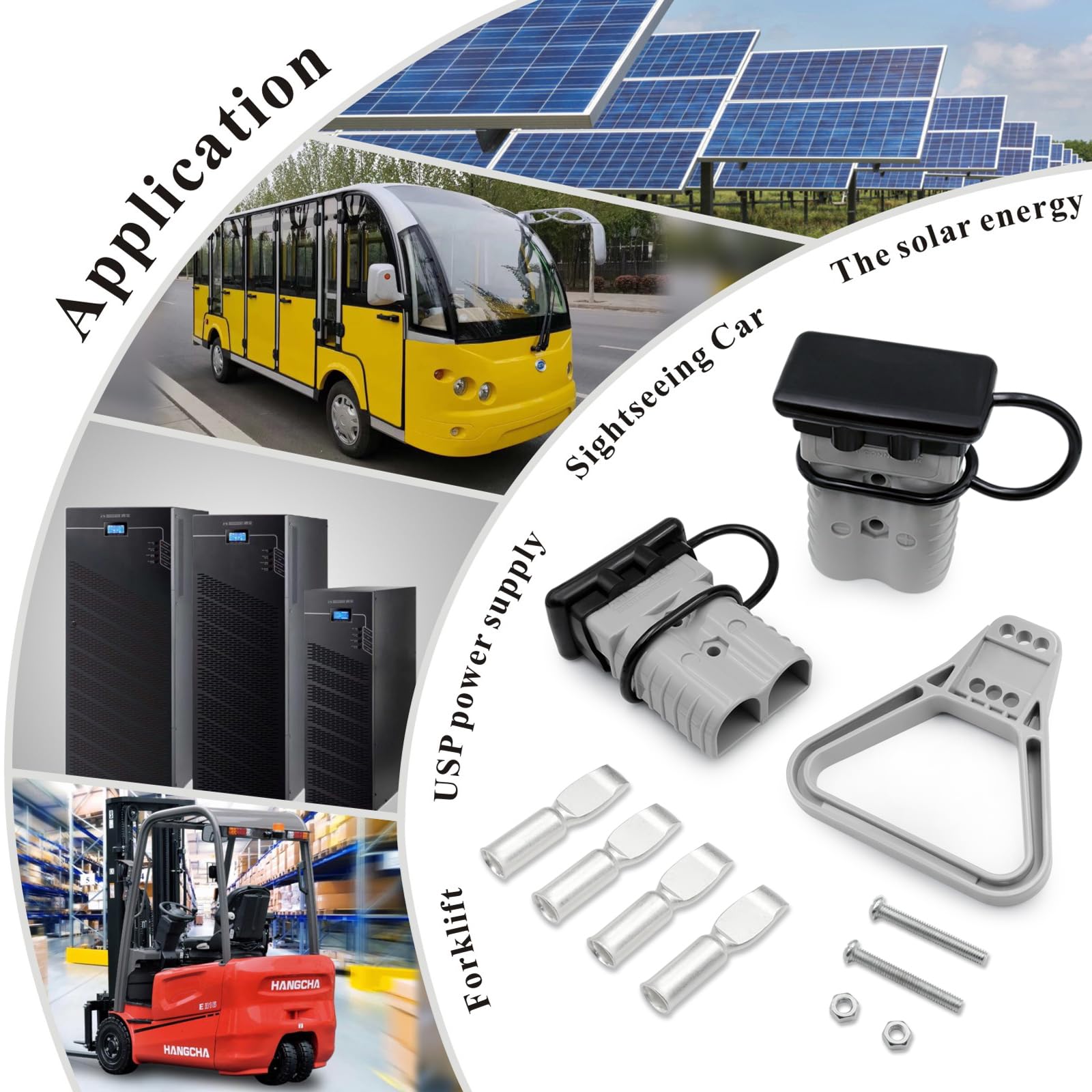 350A 2-0AWG AWG Connettore per cavo batteria con maniglia di scollegamento rapido con coperture antipolvere nere, kit di tappi per cablaggio per dispositivi elettrici di recupero verricello,