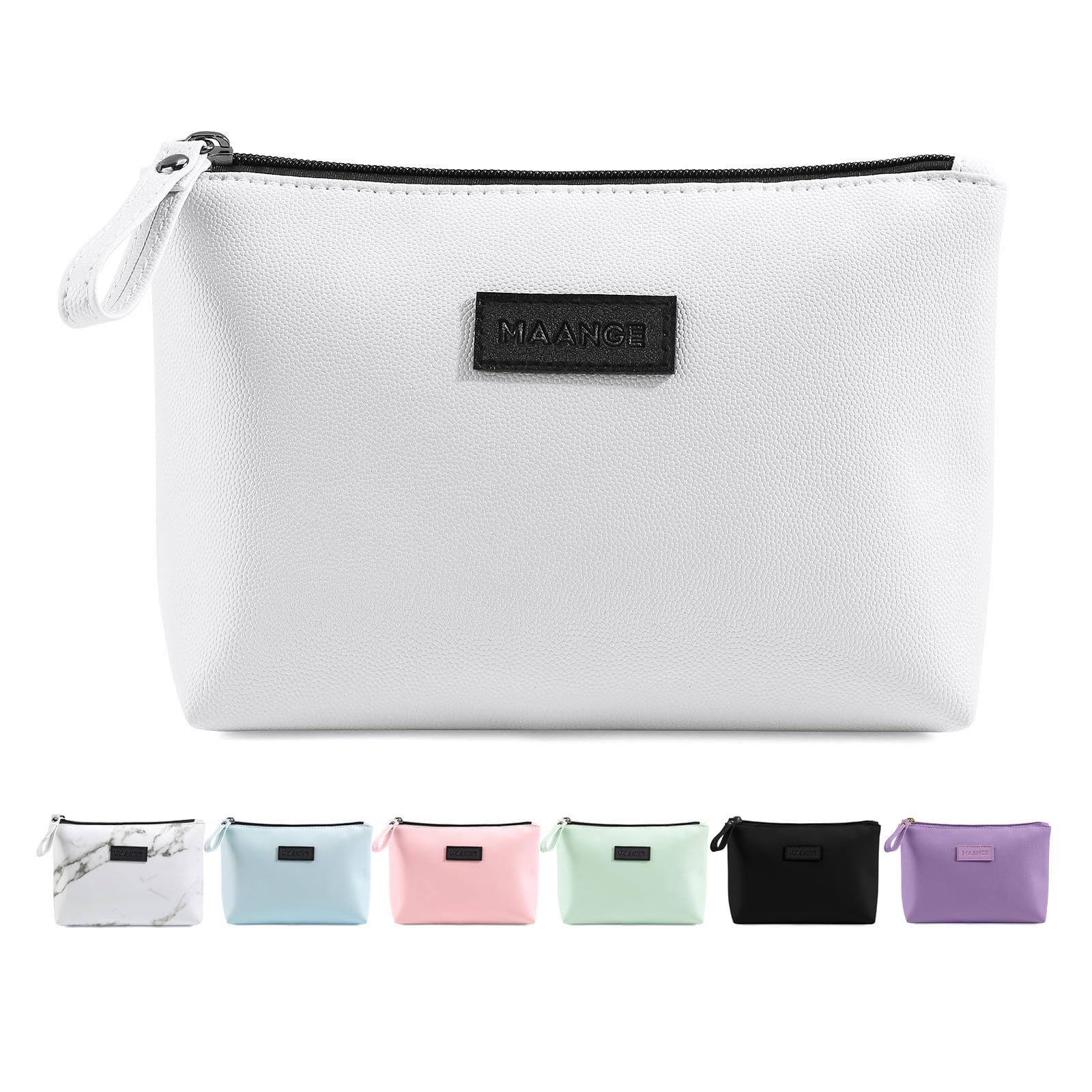 Cosmetic Bags for Women Small Makeup Bag for Purse Pu Leather Makeup Pouch Travel Makeup Bag with Zipper Make Up Bag for Travelling