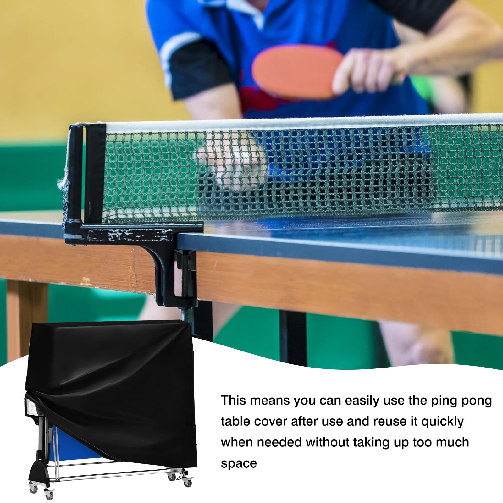 Housse imperméable WIYETY pour table de ping-pong 185x70x165 cm protection UV intérieur extérieur
