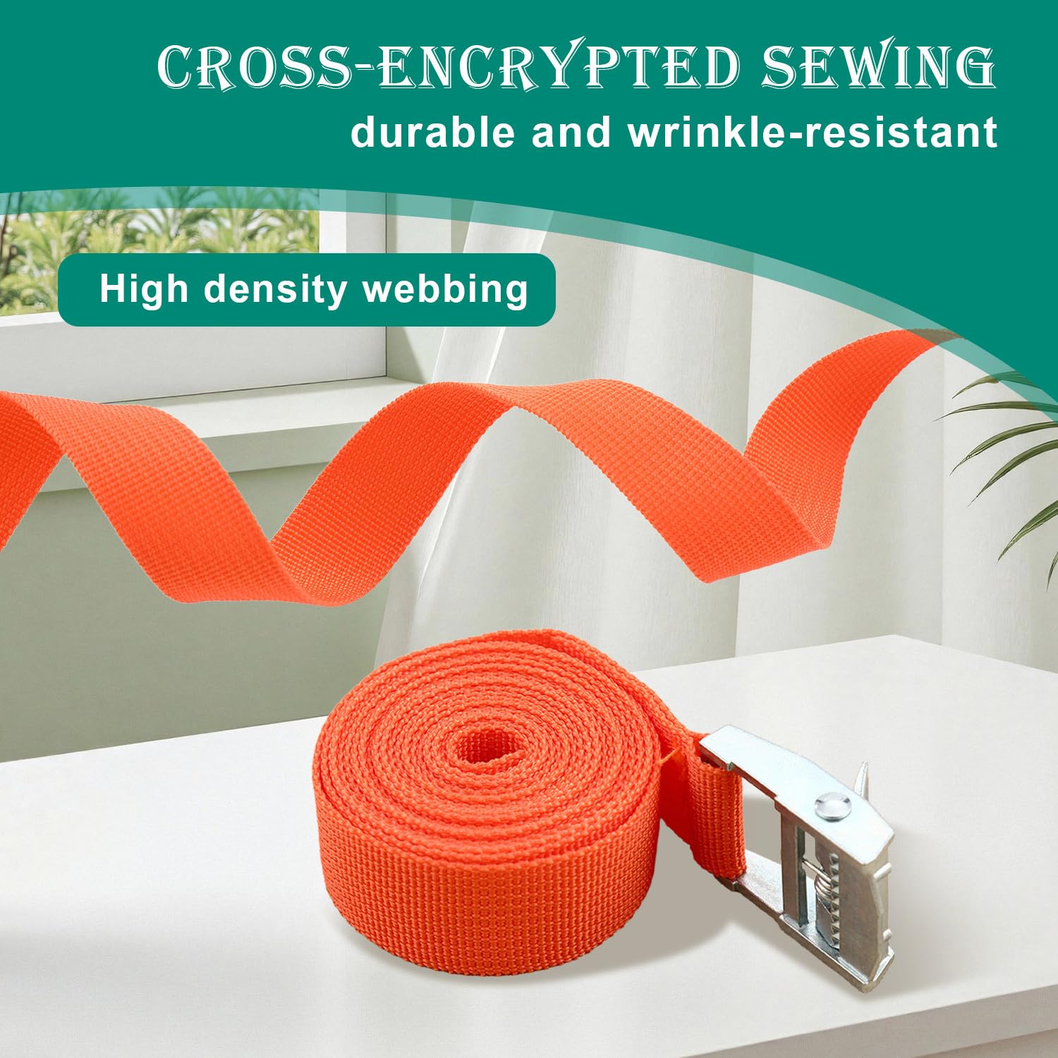 Cinchas de Amarre 25mm x 2m Correas Tensoras Naranja DIN EN 12195-2 para Motos Furgonetas Bicicletas