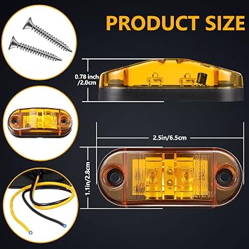 Tallew 10 Pcs 2.5 Inch LED Trailer Side Marker Lights, Amber