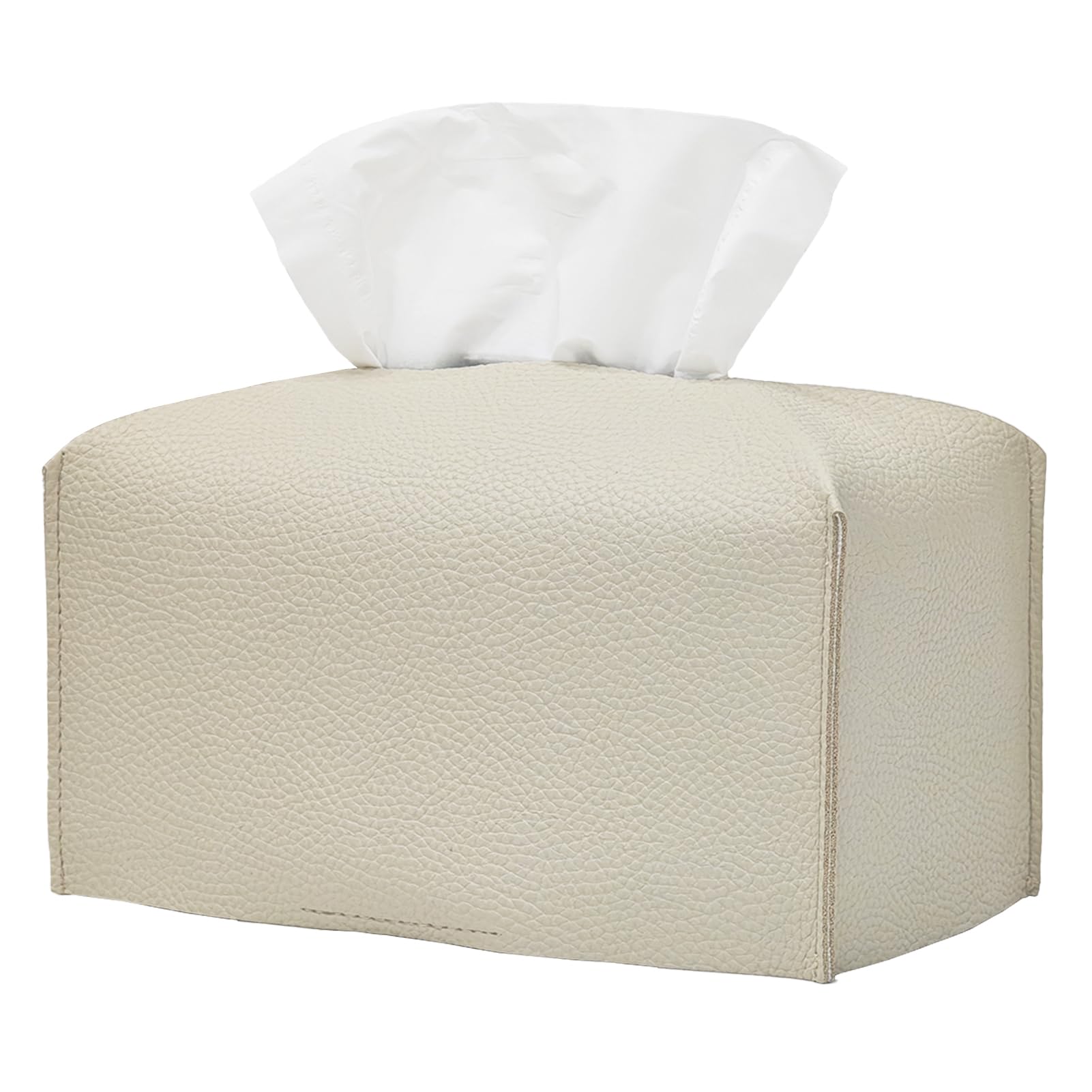Boîte à mouchoirs en cuir crème chic pour table de salon raffinée