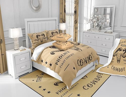 Miniatura 5 de Western Decor - Juego de alfombras para sala de estar, 5 x 7 pulgadas, diseño de vaquero del salvaje oeste, para niños y niñas, estilo retro Multi