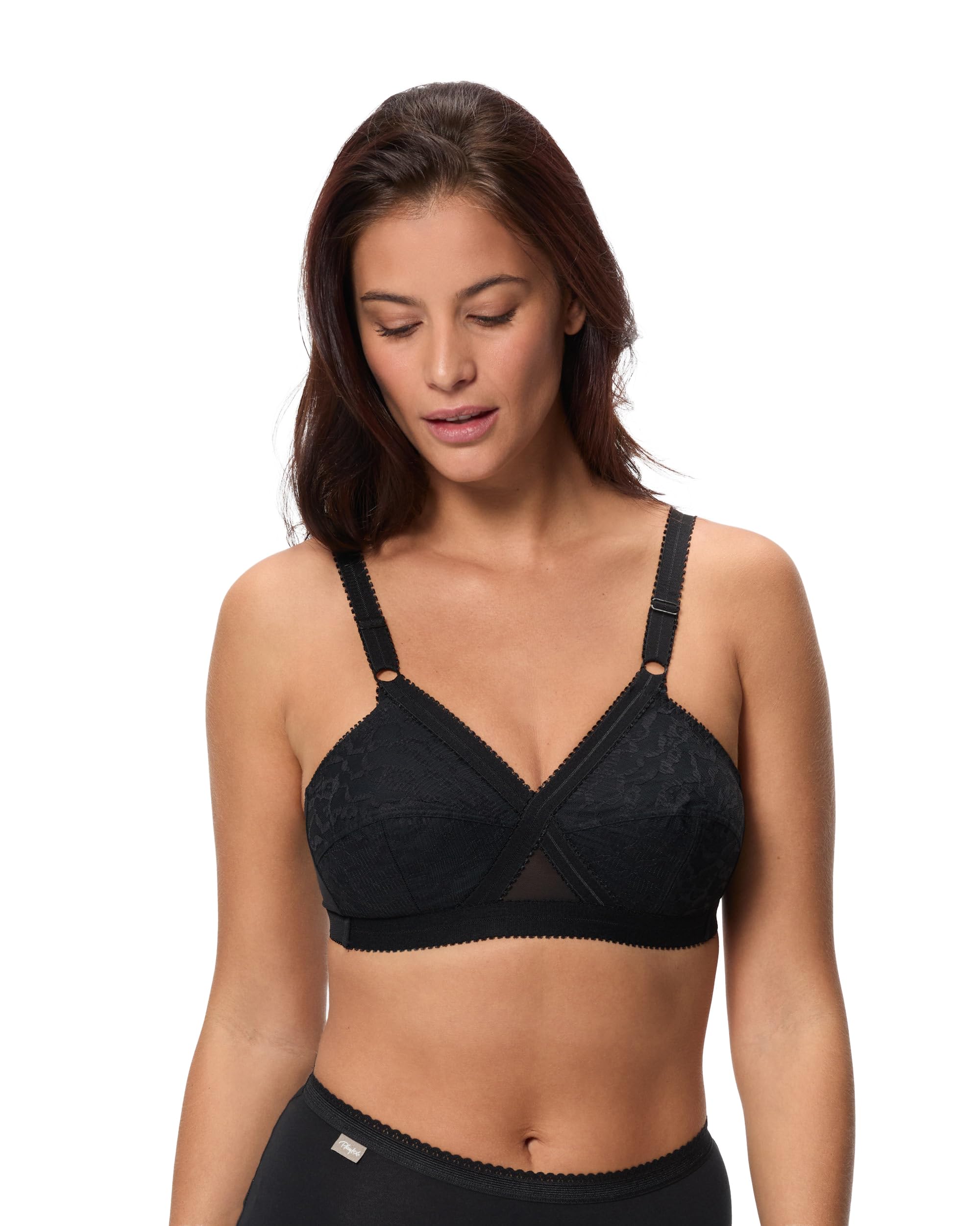 Playtex Women's Cross Your Heart Classic Everyday Bra, Black - Black, 42B (Brand Size: 110B)